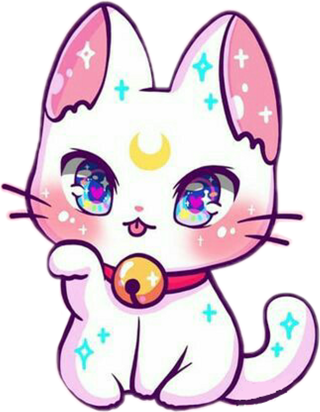 Pisică Kawaii Drăguță în Stil Desen Animati Fundal