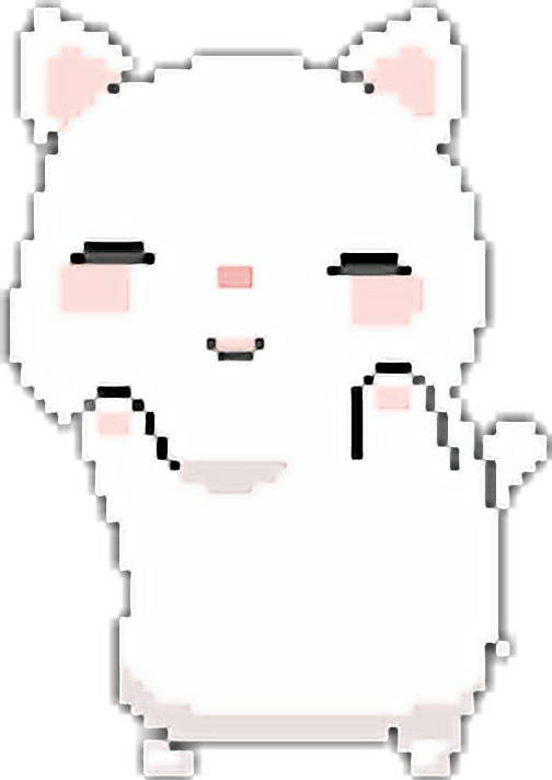 Pisică Kawaii Pixel Art Adorabilă.PNG Fundal