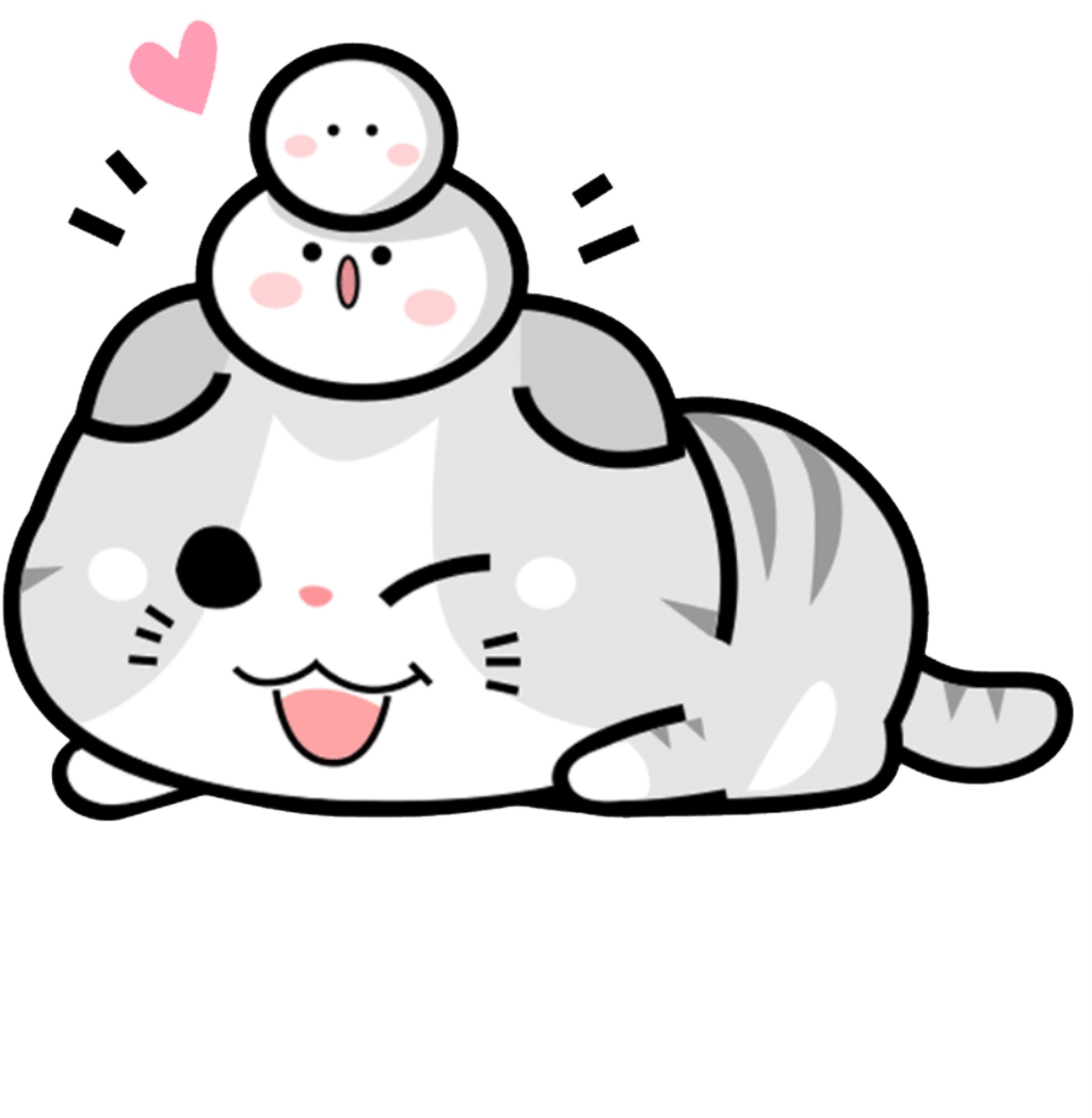 Pisică Kawaii și Prietenul Focă.PNG Fundal