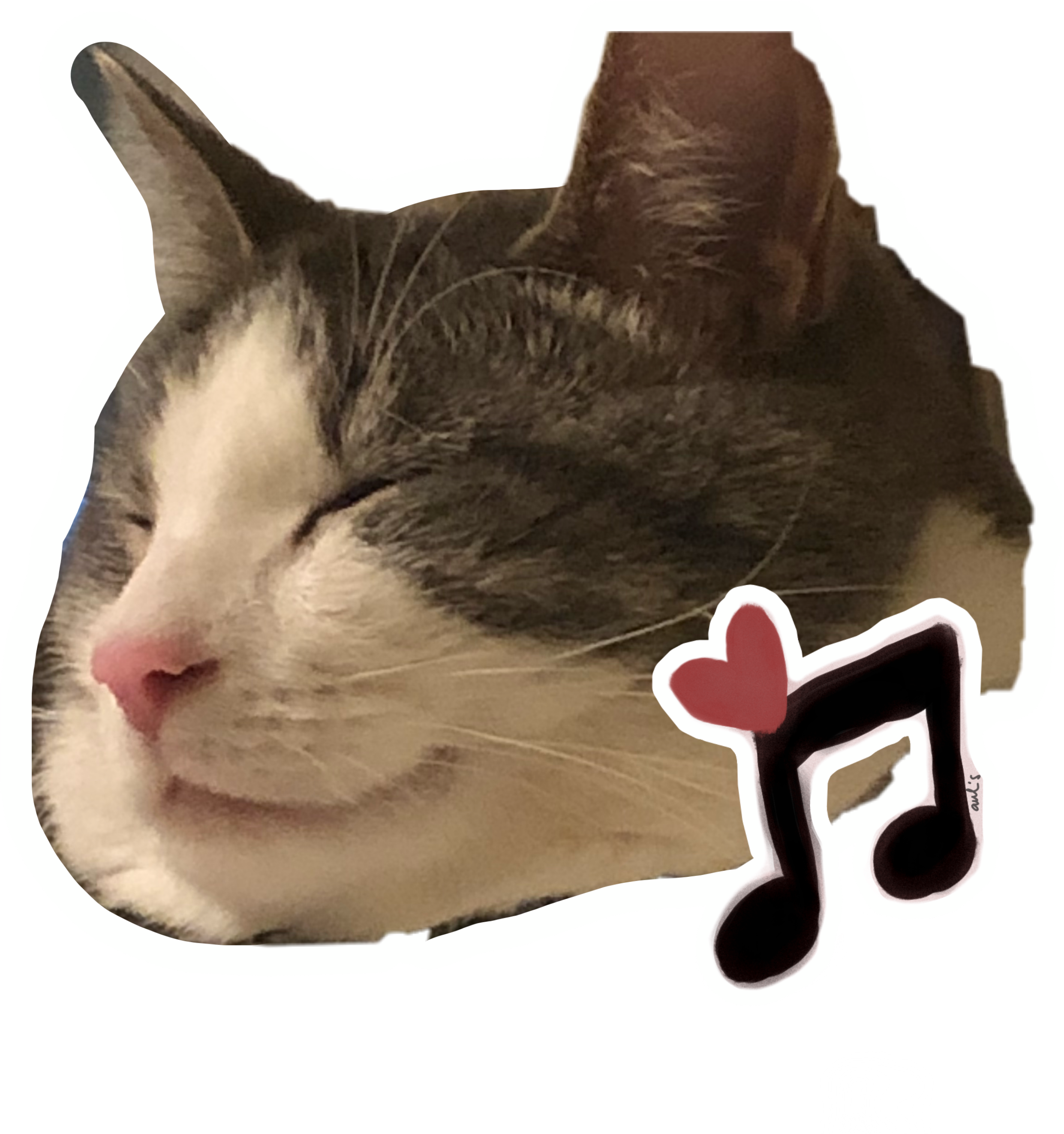 Pisică Mulțumită Muzică Iubire Autocolant.PNG Fundal