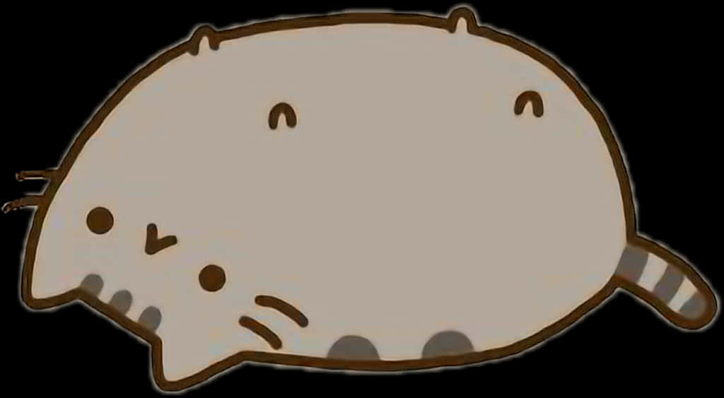 Pisica Pusheen întinsă Fundal