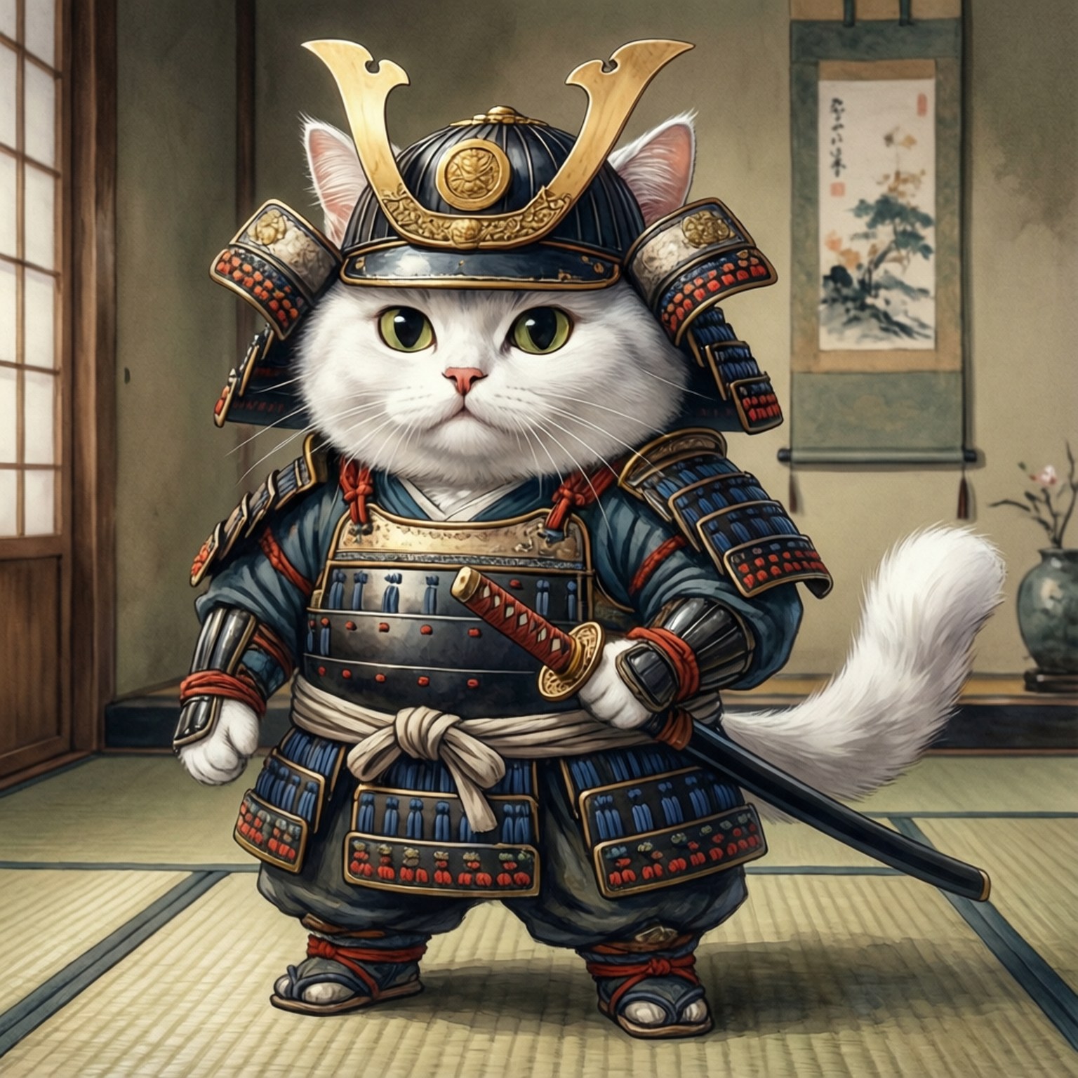 Pisica Samurai Fundal