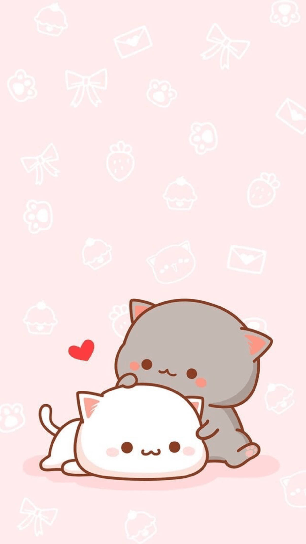 Pisici Goma și Peach Kawaii iPad Fundal