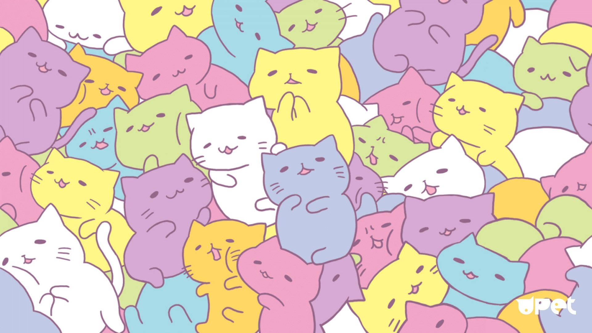 Pisici Kawaii HD Colorate Fundal