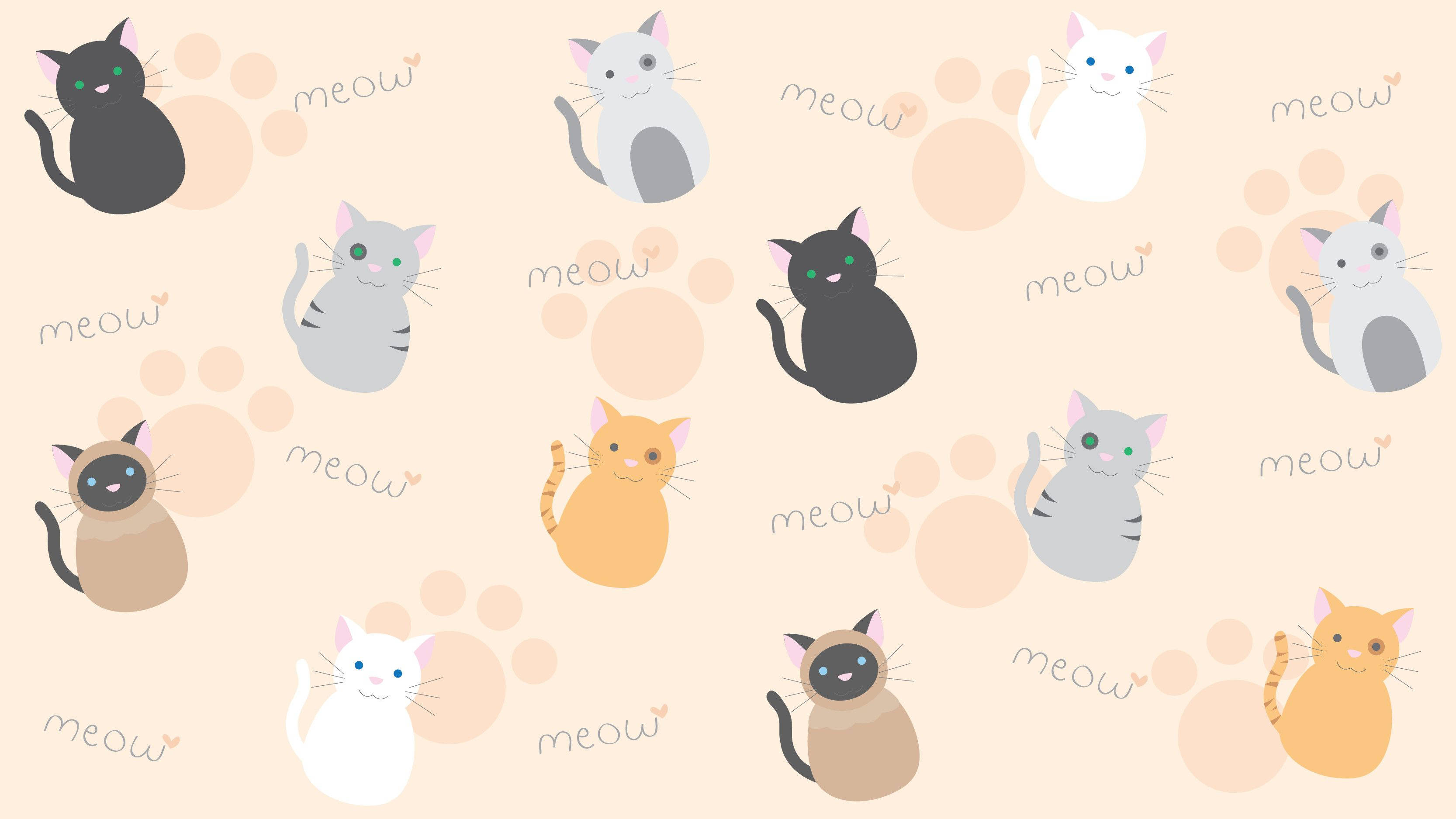 Pisici și amprente „meow” pe iPad Kawaii Fundal