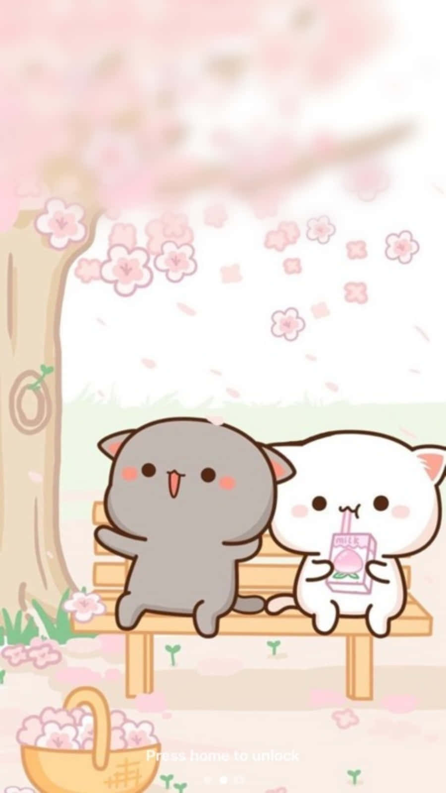 Pisicuțe Kawaii Roz Estetice în Parc Fundal