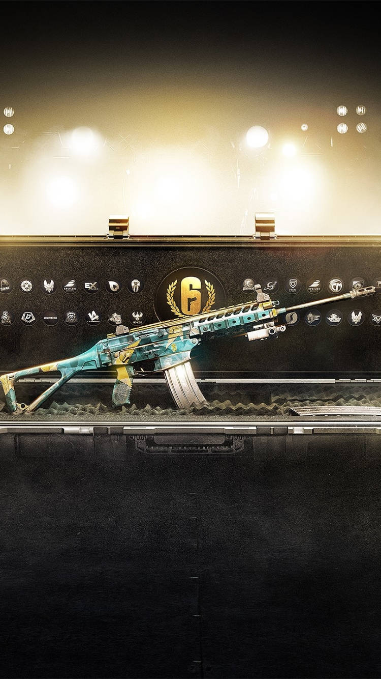 Pistol Blue Nebula Rainbow Six Siege pentru iPhone Fundal