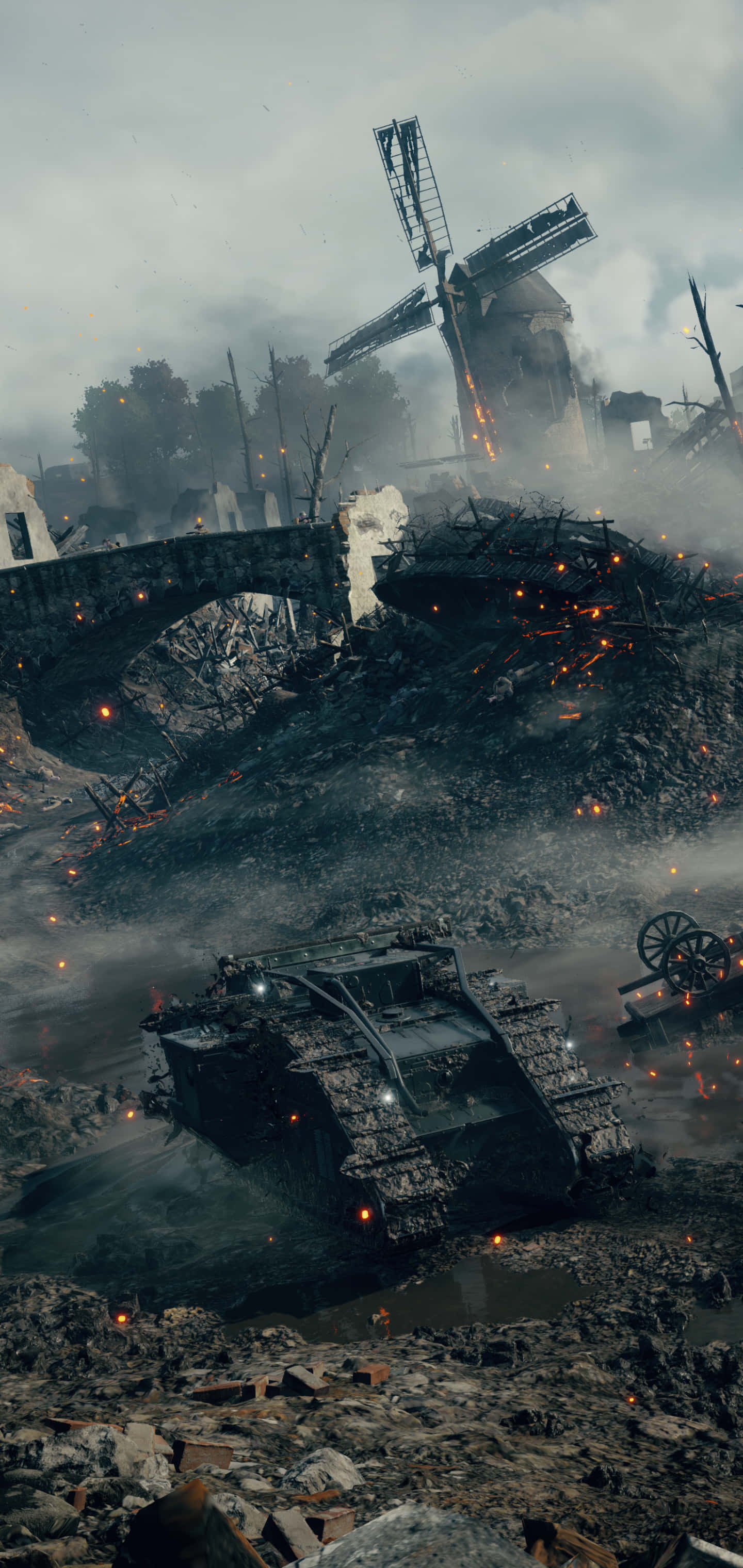 Pixel 3xl Battlefield 1 Fundal Tanc în Mediu Fumegând Fundal