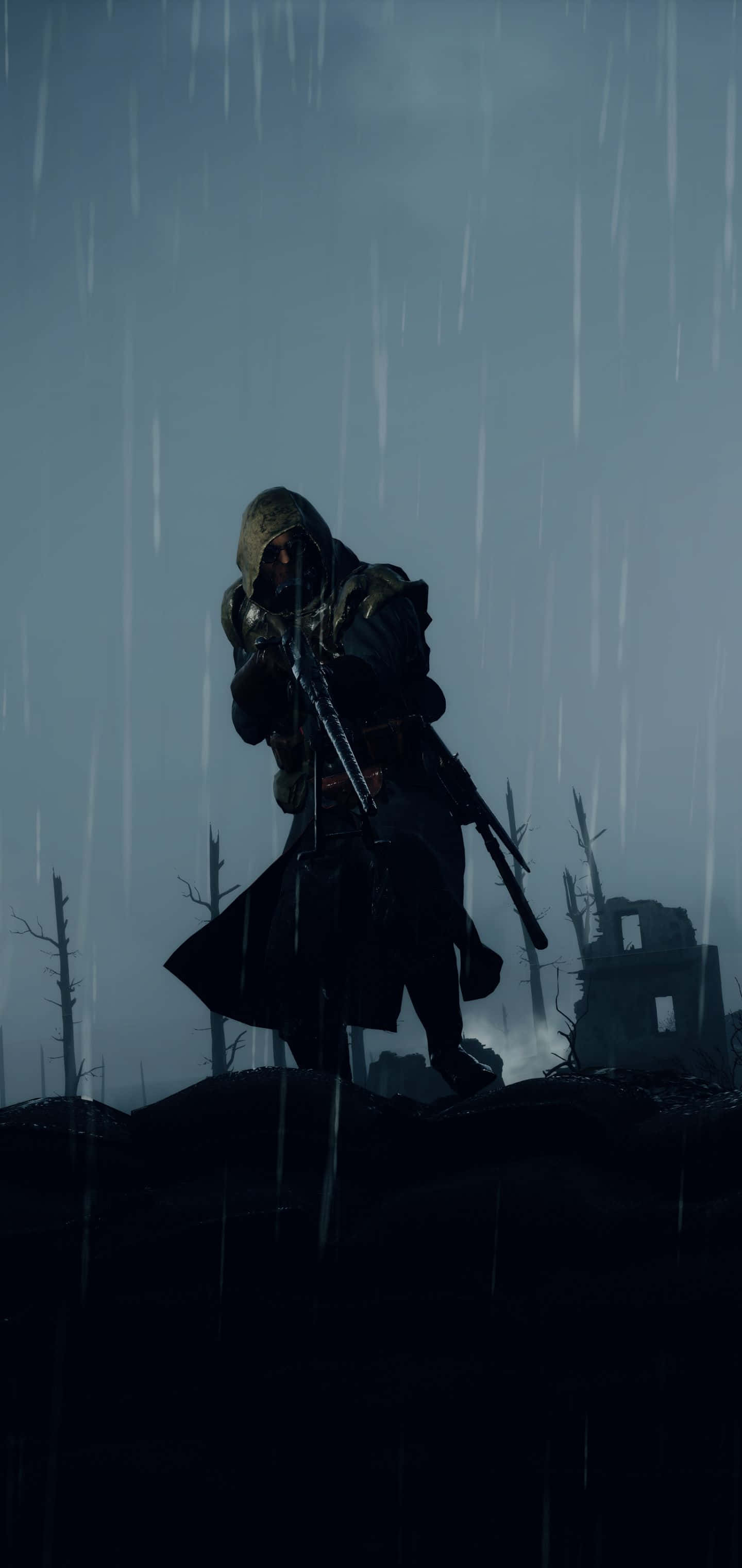 Pixel 3xl Battlefield 1 Fundal Soldat Cu Glugă în Ploaie Fundal