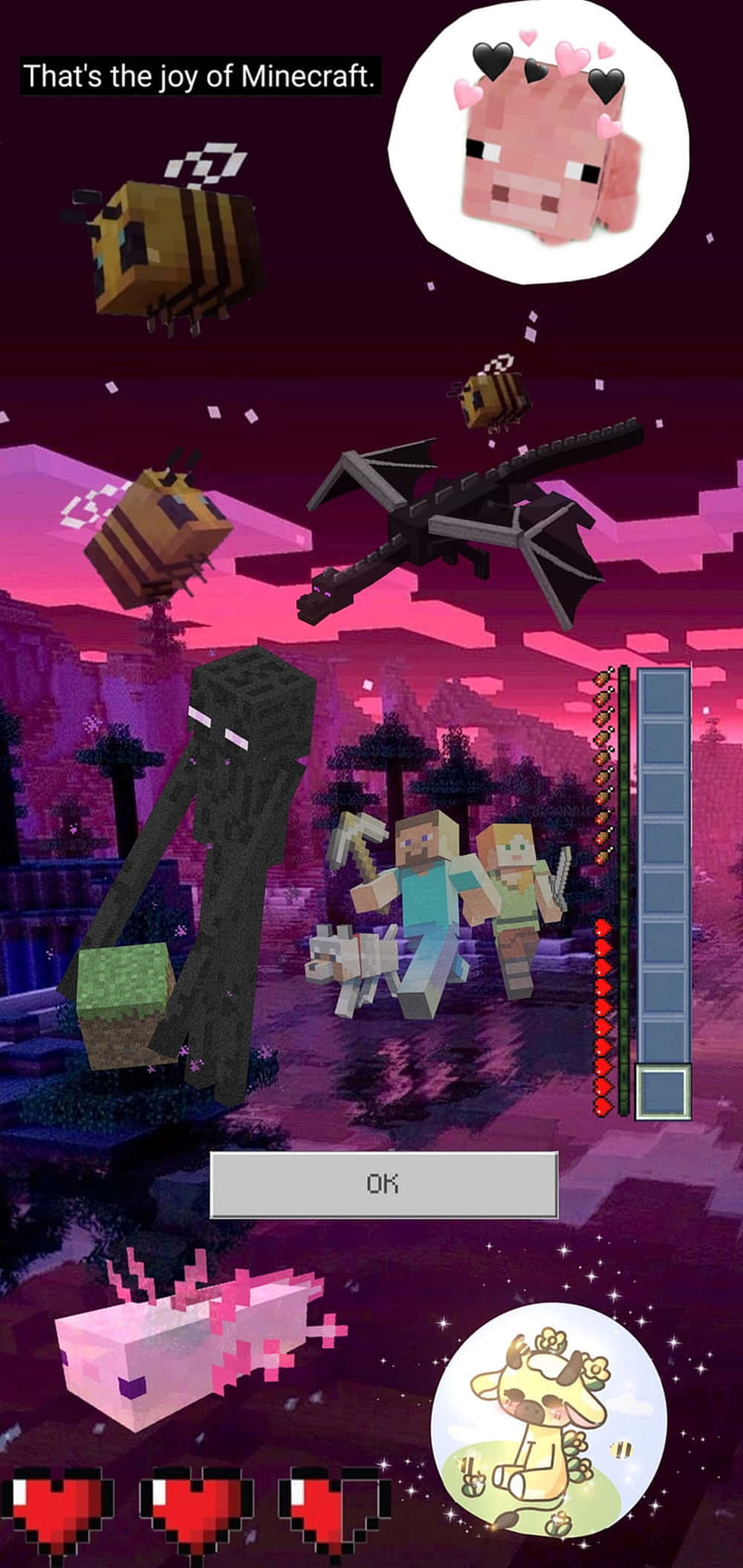 Pixel 3xl Minecraft Background Roz Negru Fundal