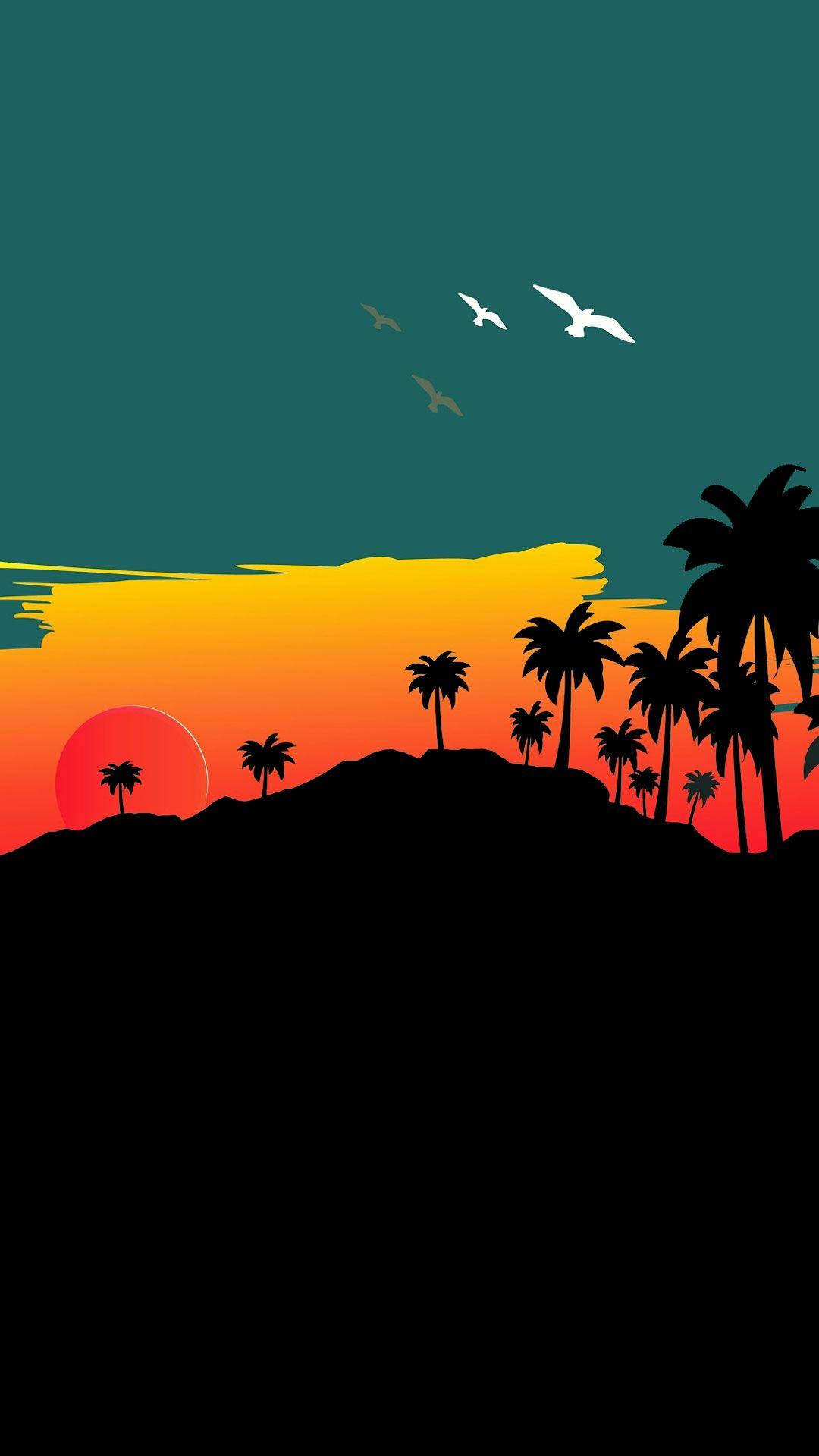 Pixel 4 Insulă Tropicală Animată Fundal