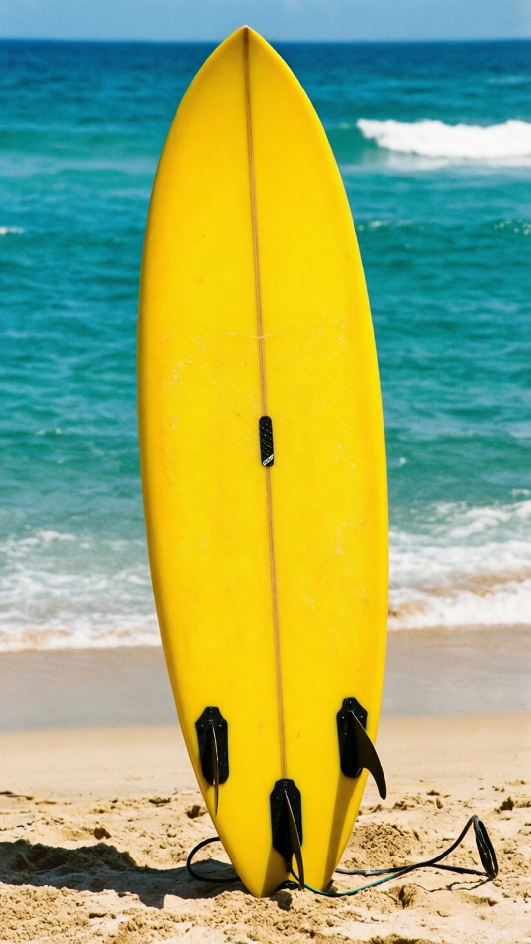 Placă de surf galbenă lângă mare Fundal