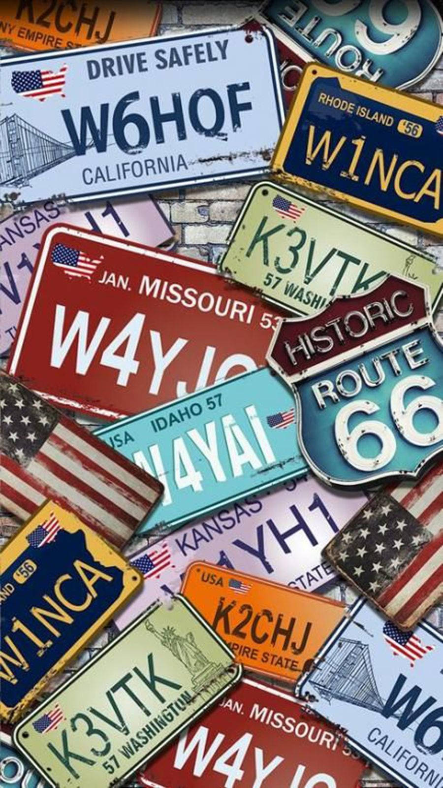 Plăcuțe de înmatriculare americane vintage cool Fundal