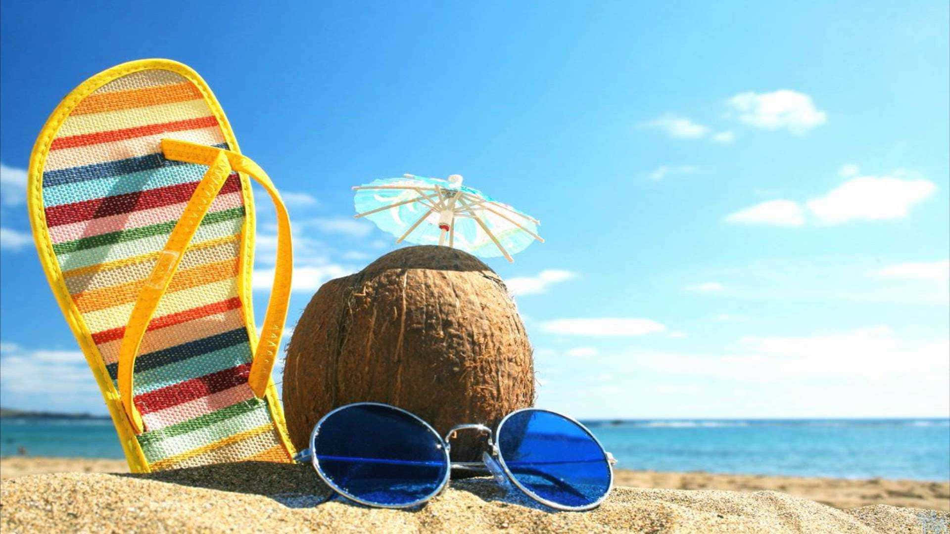 Plajă Nucă de Cocos Estetică Vară Imagine Fundal