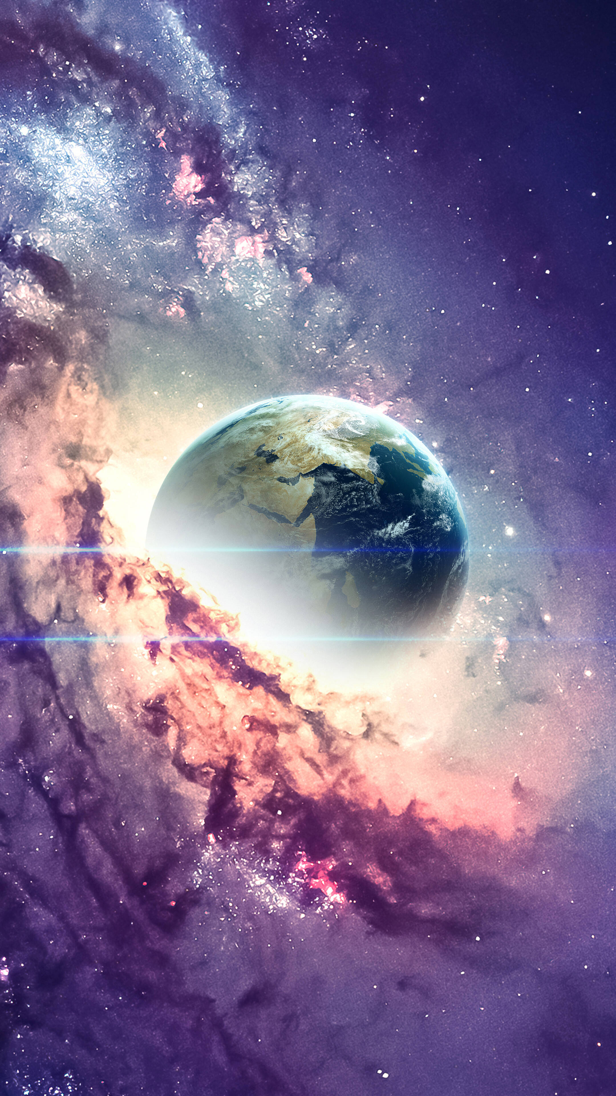 Planetă care apare în spațiu 4K telefon Fundal
