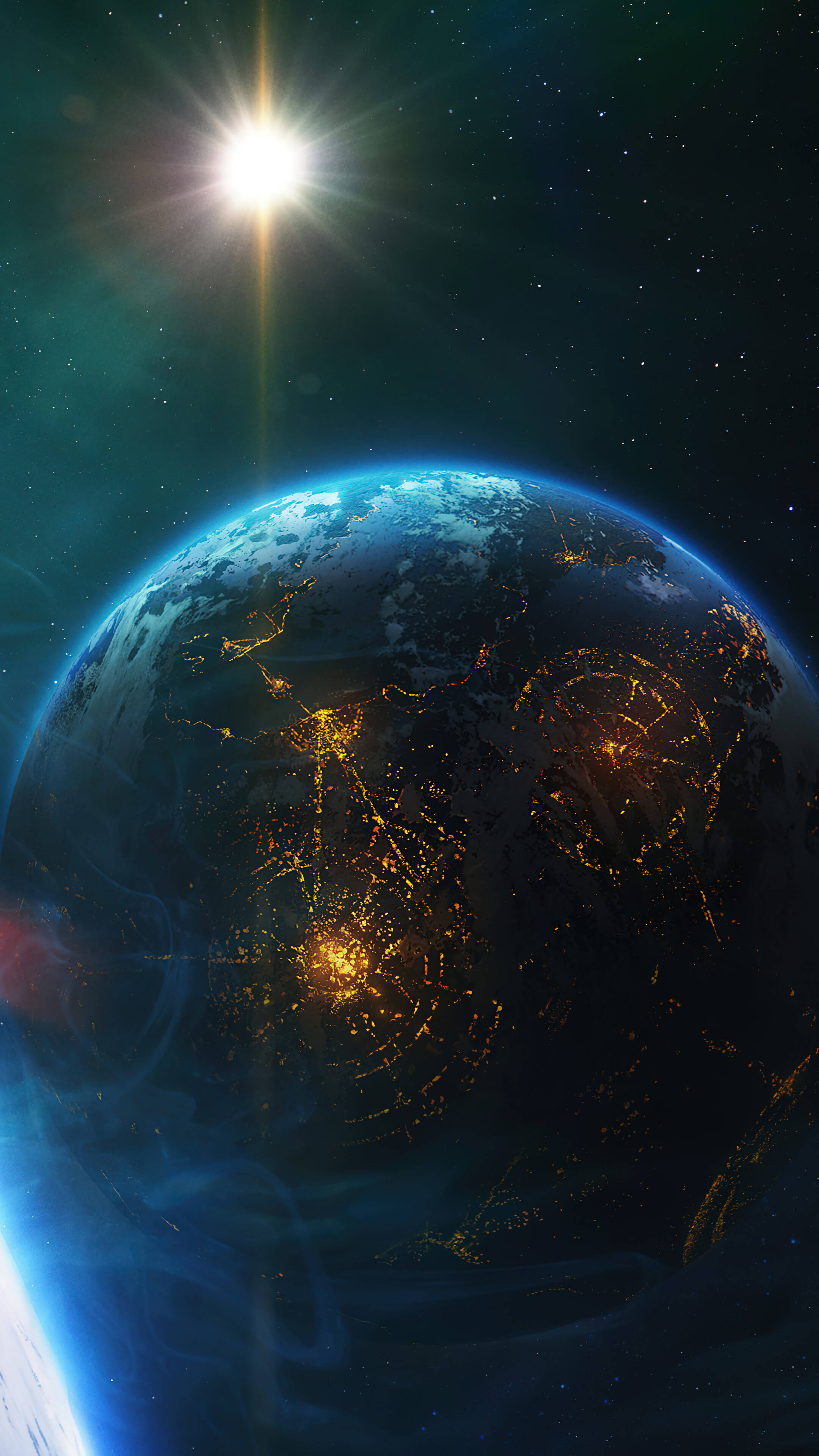 Planetă futuristă în spațiu 4K pentru telefon Fundal