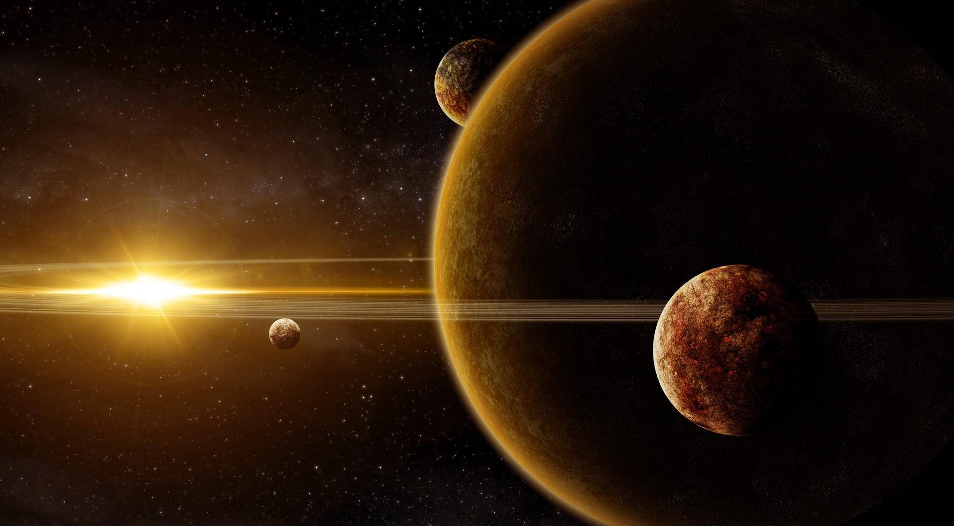 Planetă în galaxia universului Fundal