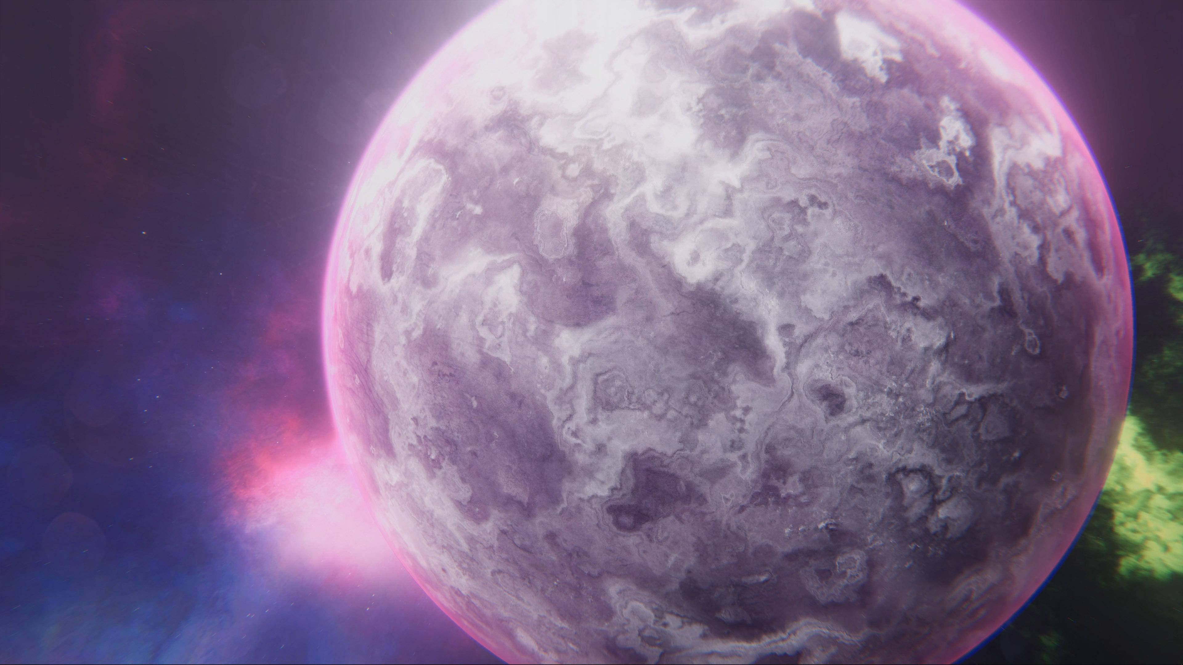 Planetă în mișcare cu tentă violetă 4K Fundal