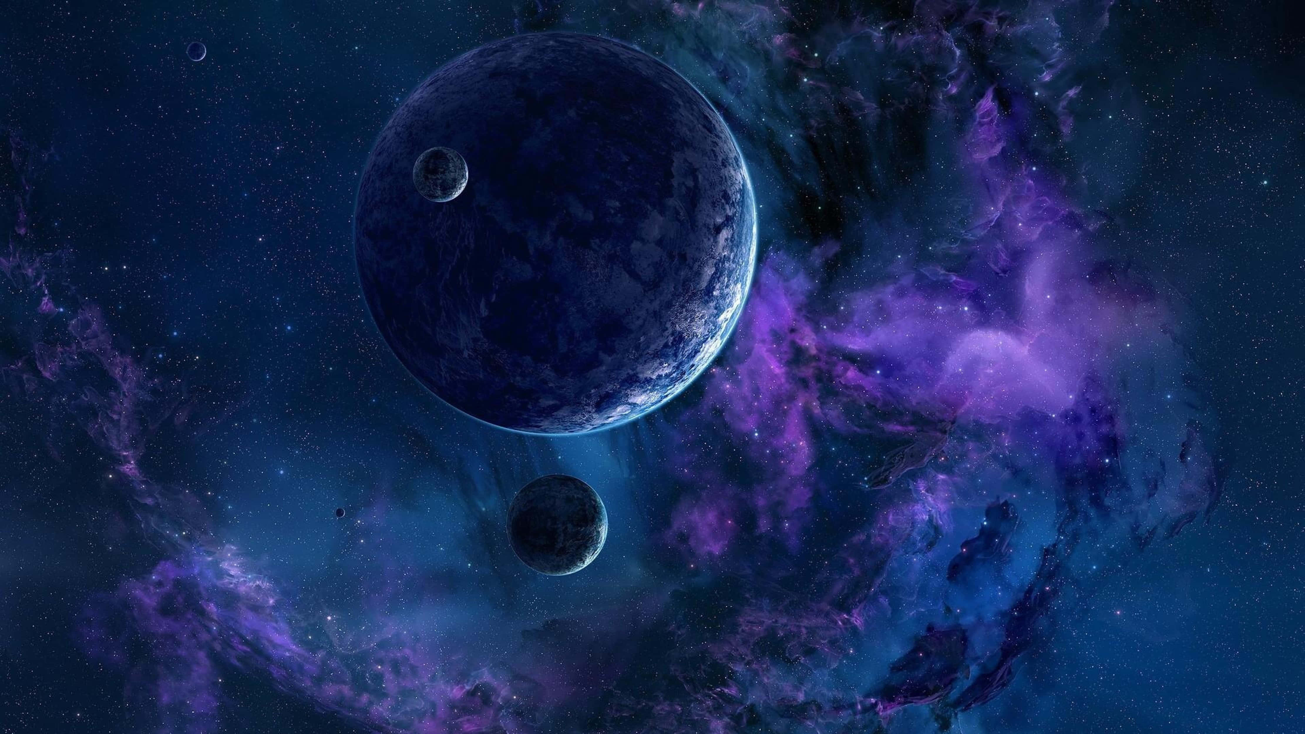 Planetă în univers 4K cu nor de gaz Fundal