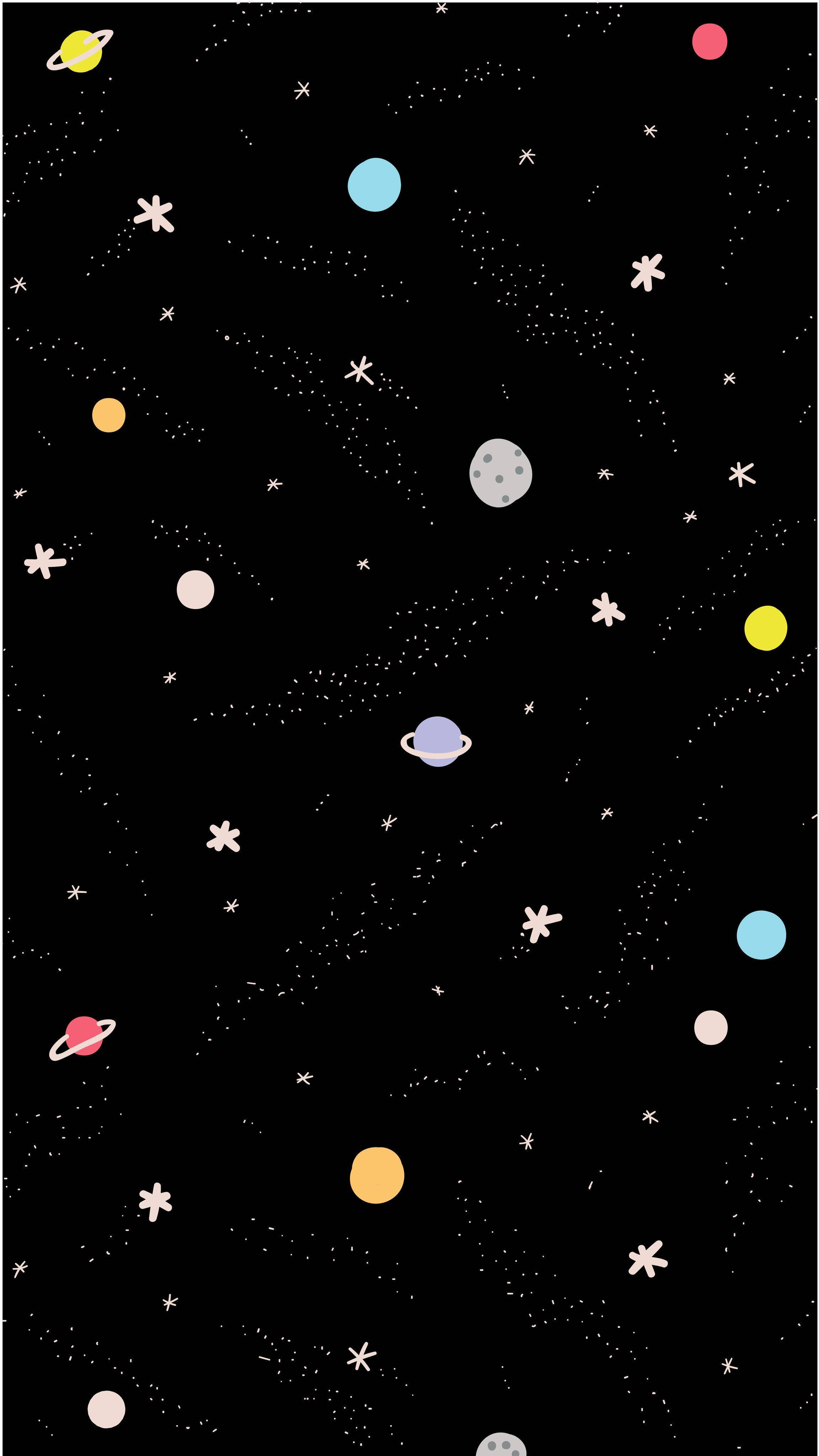 Planete Doodle Estetice Spațiale Fundal