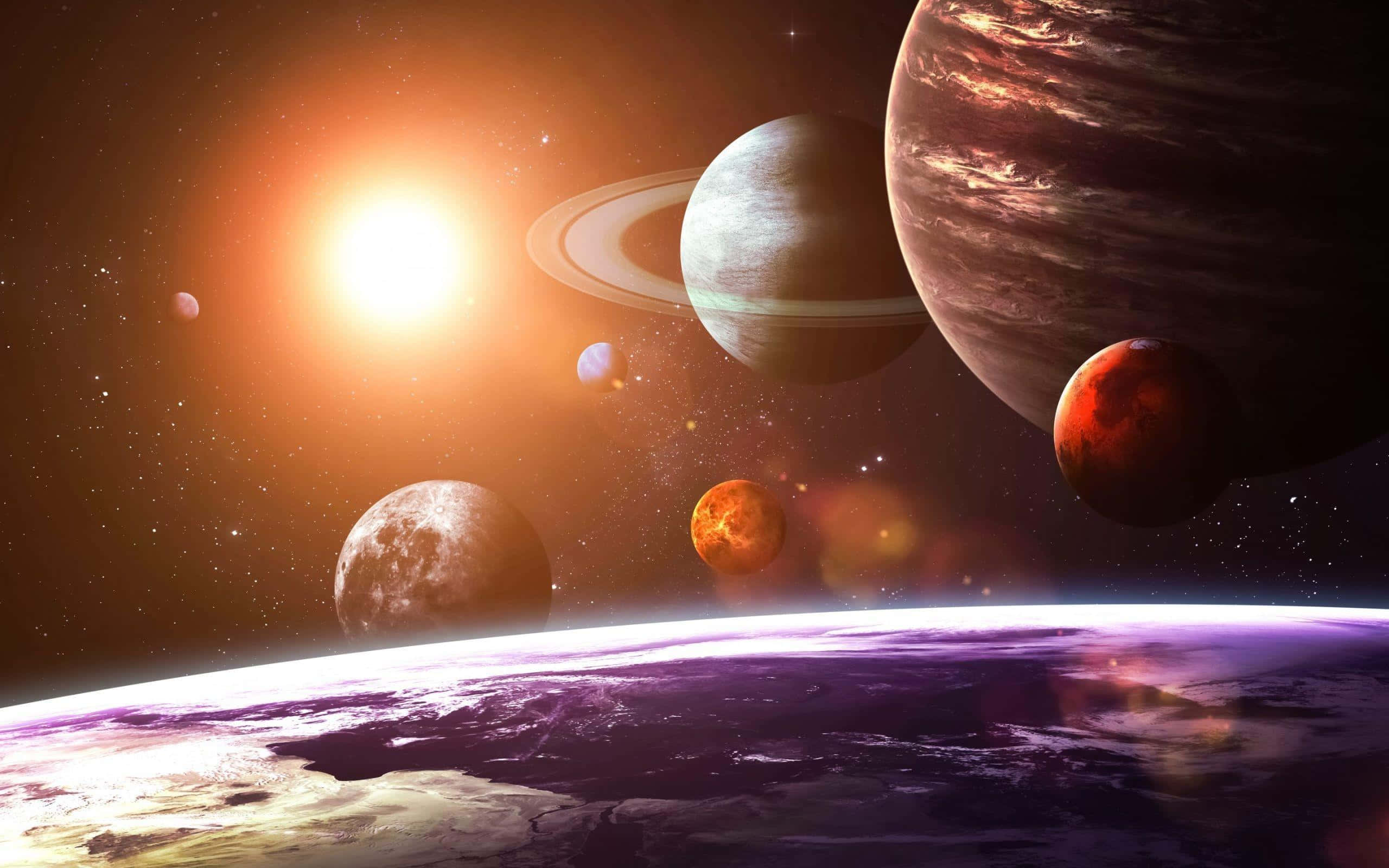Planetele Sistemului Solar Deasupra Pământului Fundal