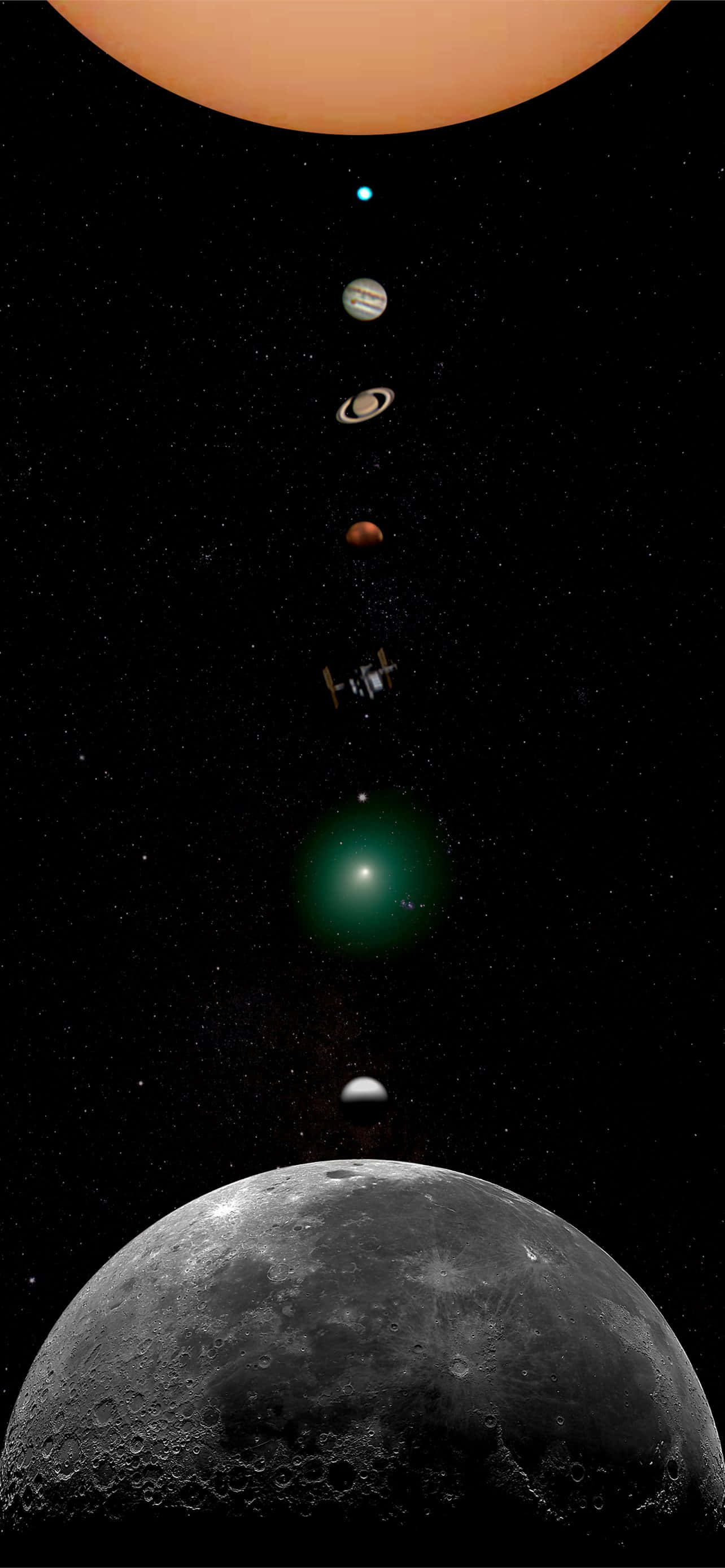 Planetele Sistemului Solar cu Luna Fundal