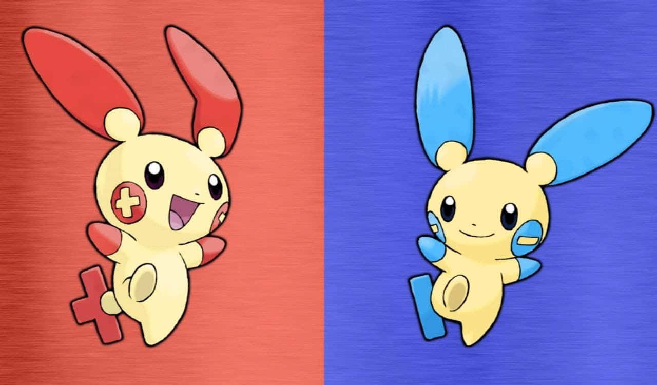 Plusle pe fundal roșu și albastru Fundal