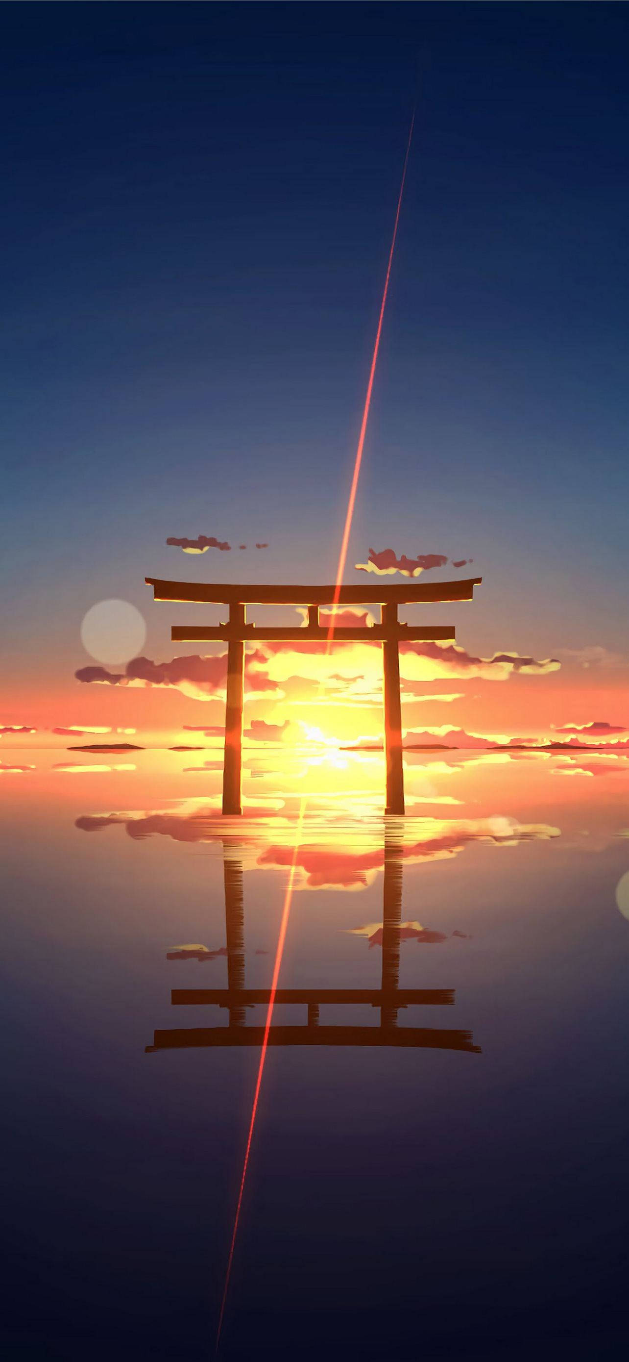 Poarta Torii Orizont Apus Fundal