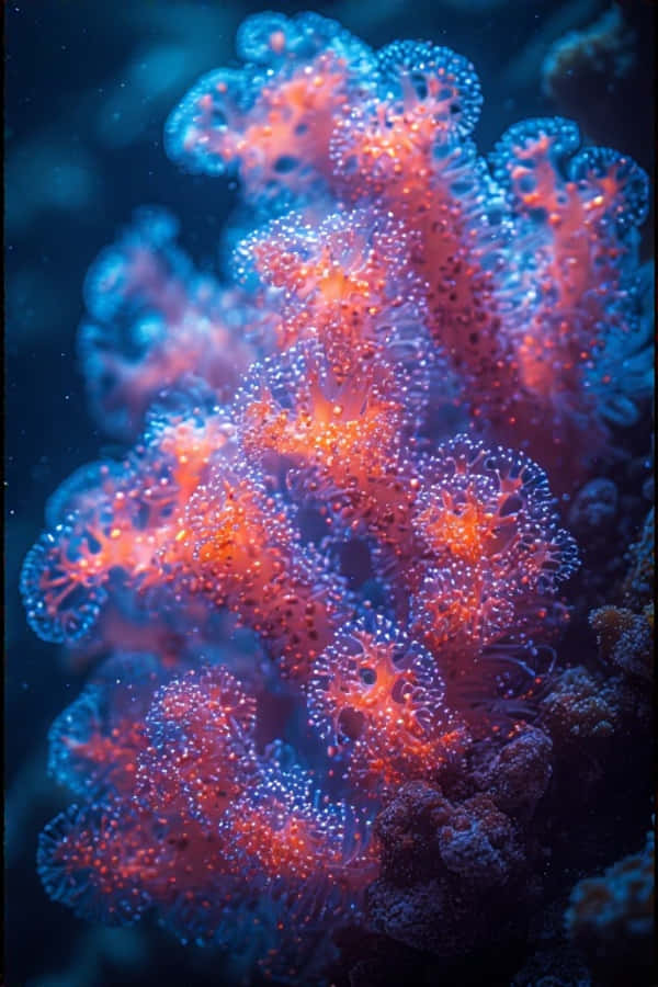 Polipi de Coral Neon în Prim-plan – Macro Subacvatic 8K Fundal