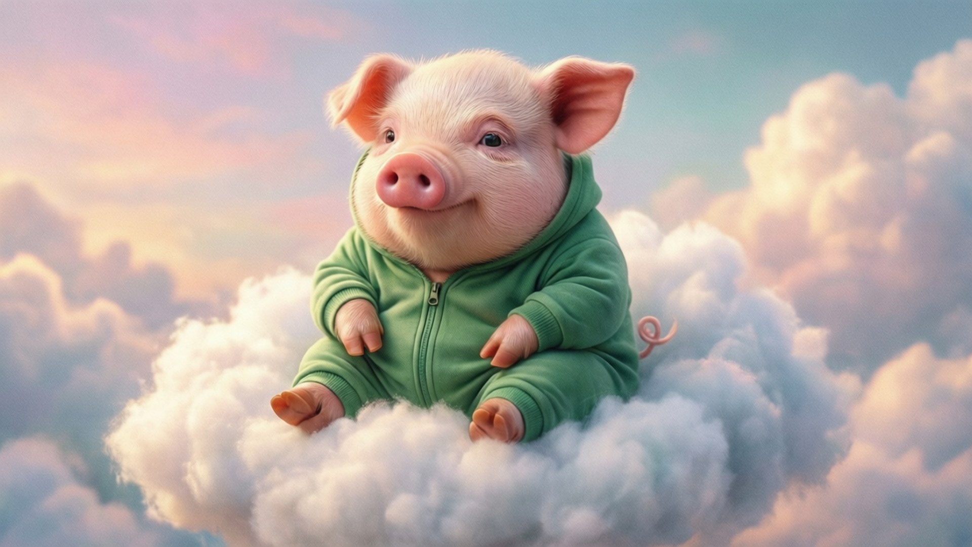 Porc pe un Nor în Pijama Fundal
