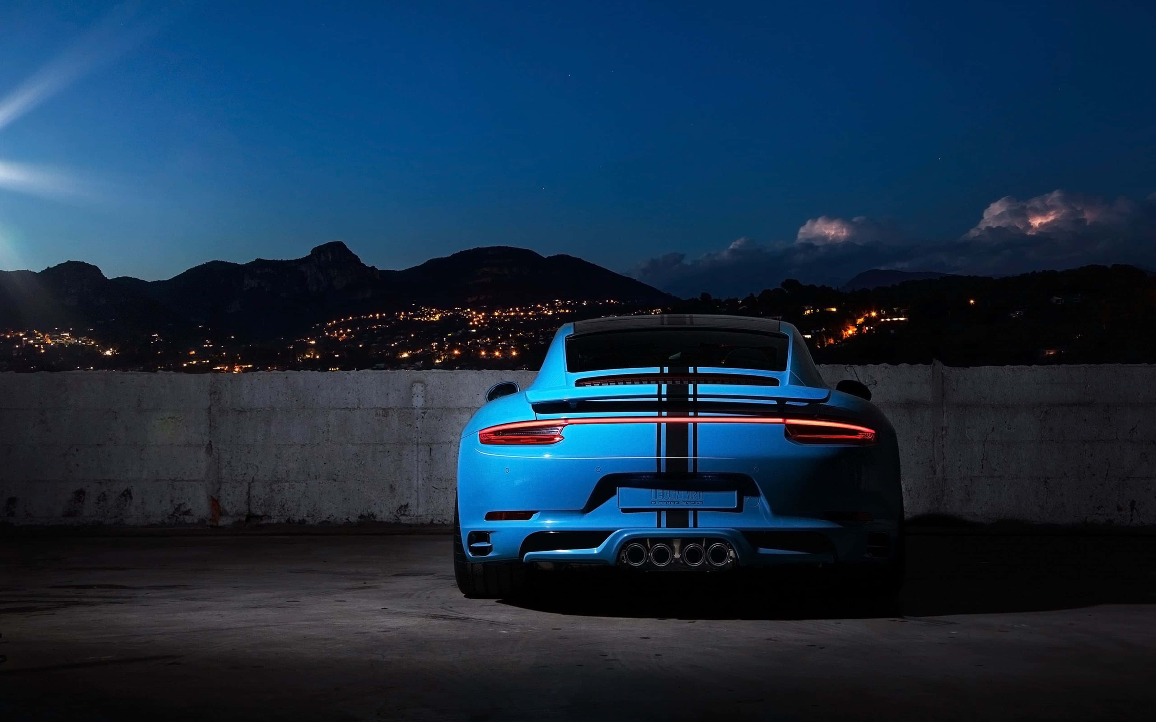 Porsche Albastru 4K Ultra HD Fundal