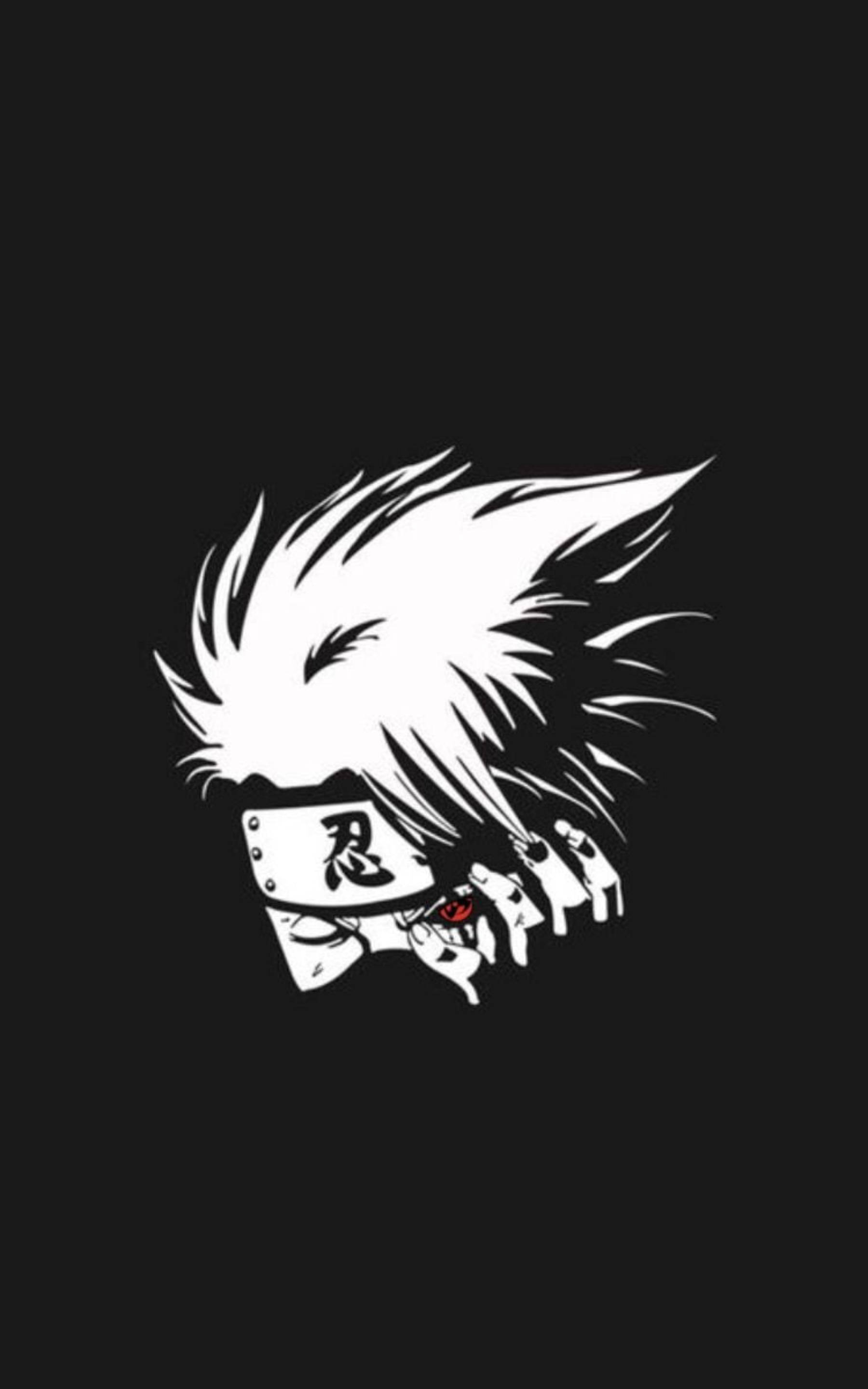Portret Cool Kakashi în Alb-Negru Fundal