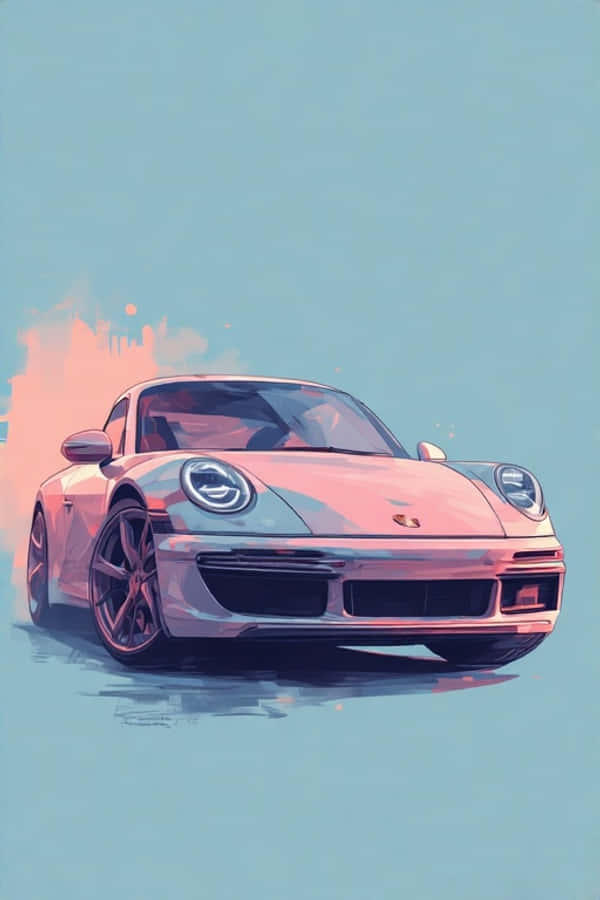 Portret elegant minimalist Porsche 911 în pastel 4K Fundal