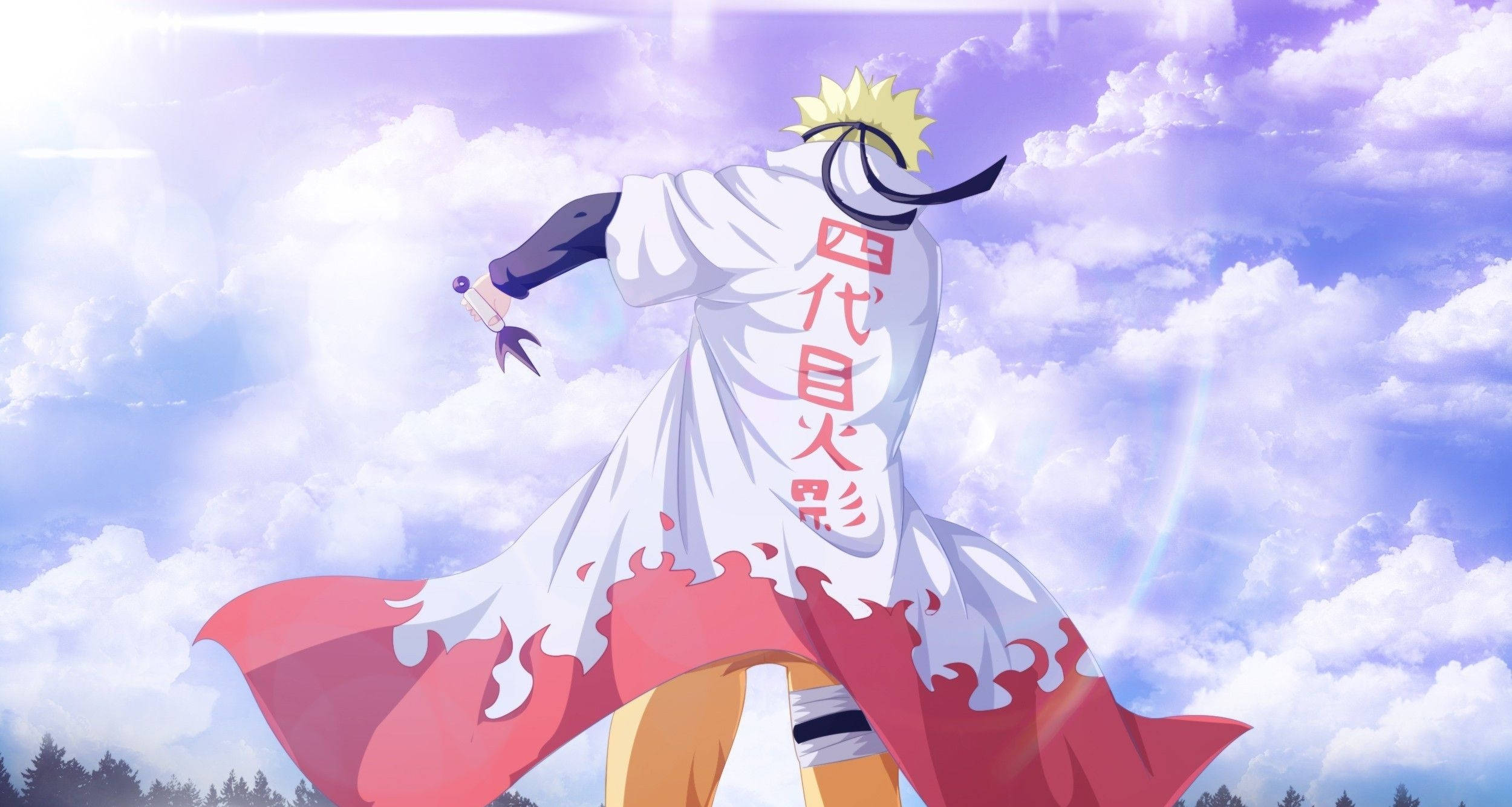 Portret estetic Naruto din spate, în calitate de Hokage Fundal