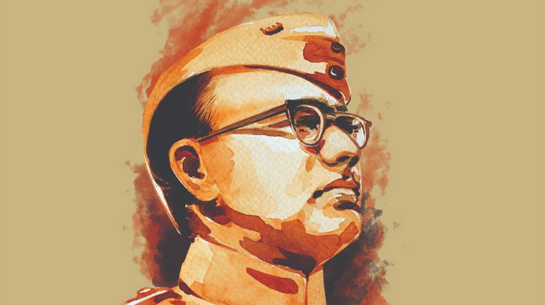 Portret maro și bronz al lui Netaji Bose Fundal
