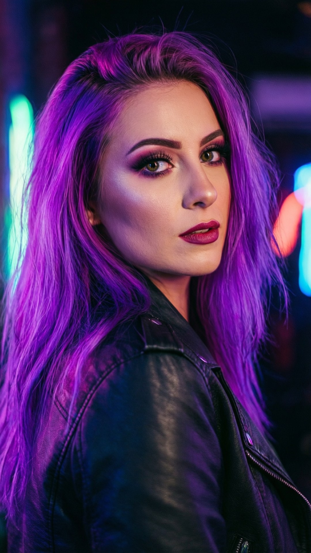 Portret Neon Mov Fundal