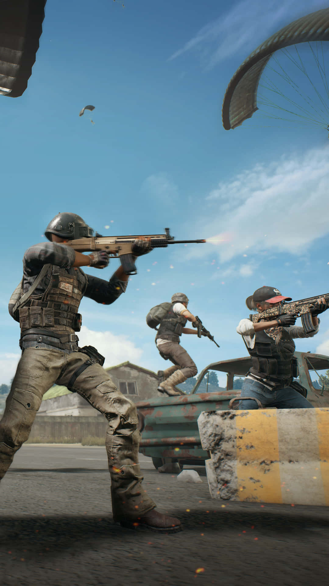 Portret Pixel 3 Playerunknown's Battlegrounds Personaje în Mijlocul Jocului Fundal