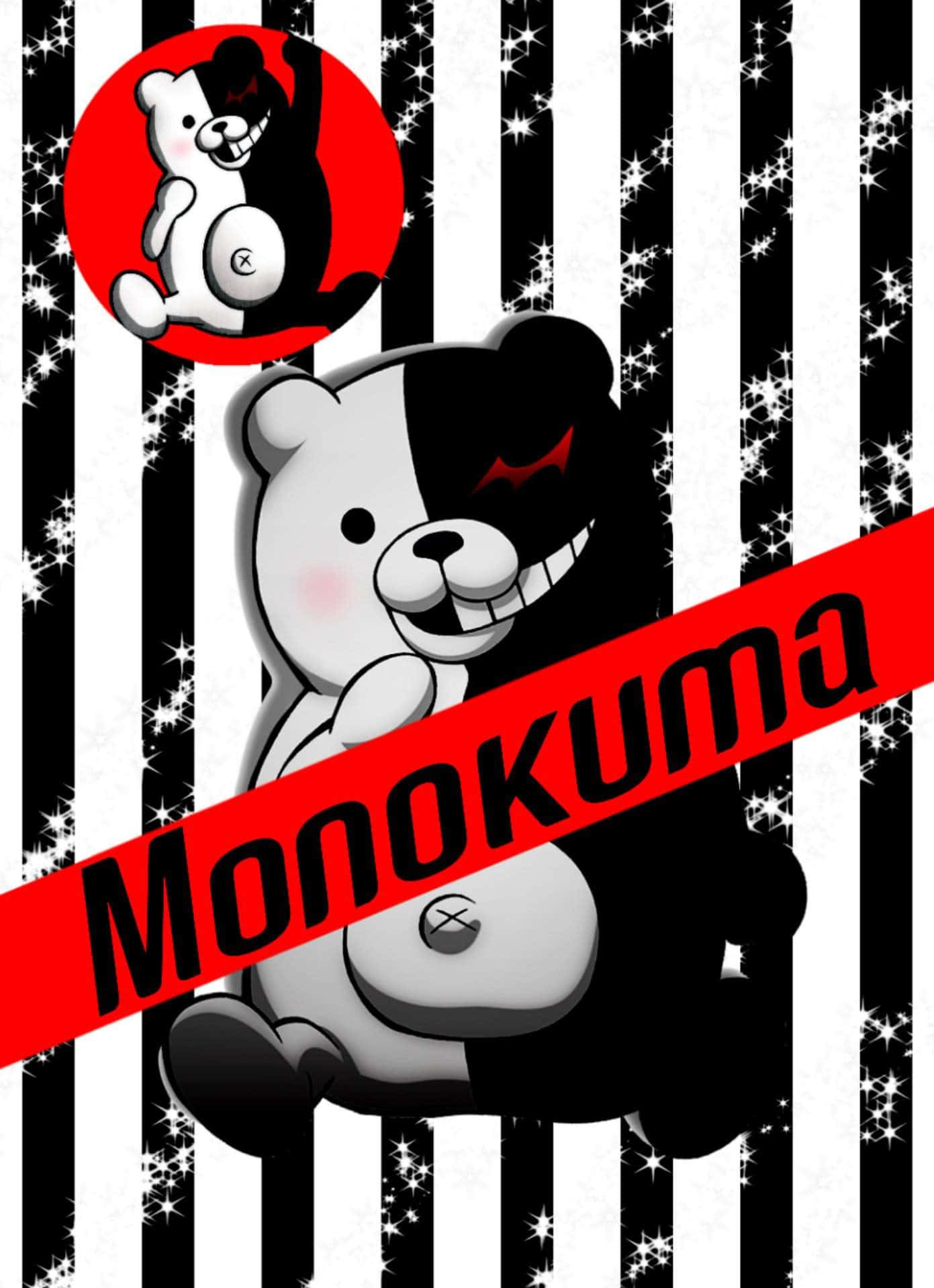 Poster Anime Danganronpa cu Monokuma Fundal