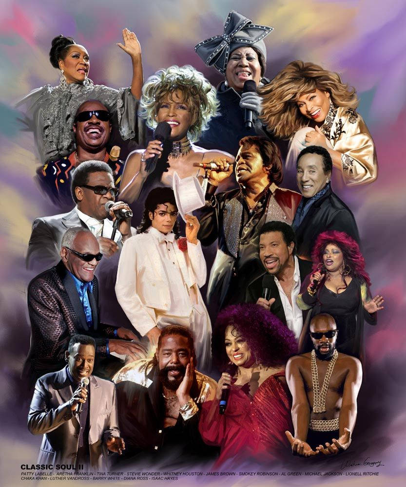 Poster clasic Luther Vandross cu vedete soul Fundal