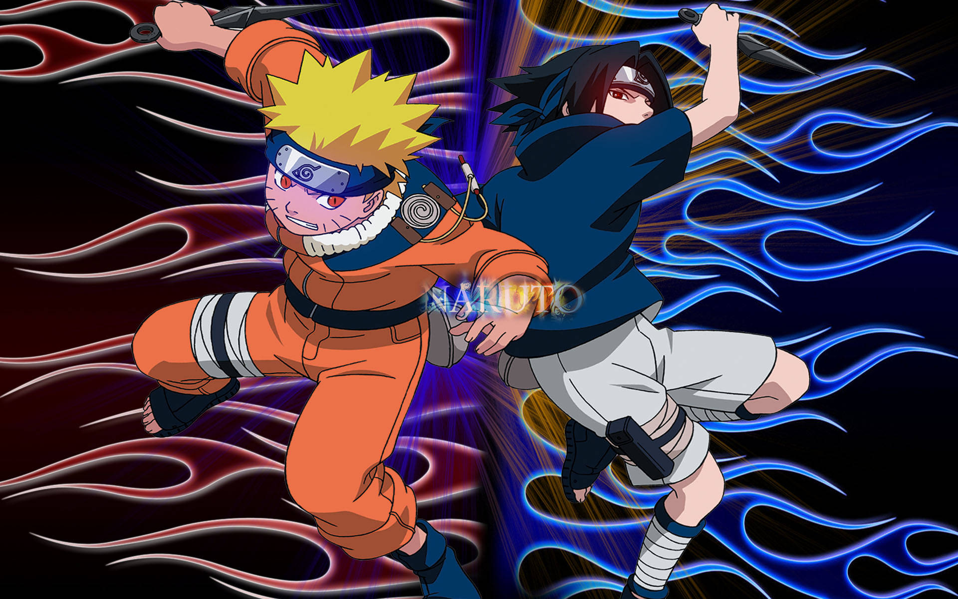 Poster cu Naruto și Sasuke copii Fundal