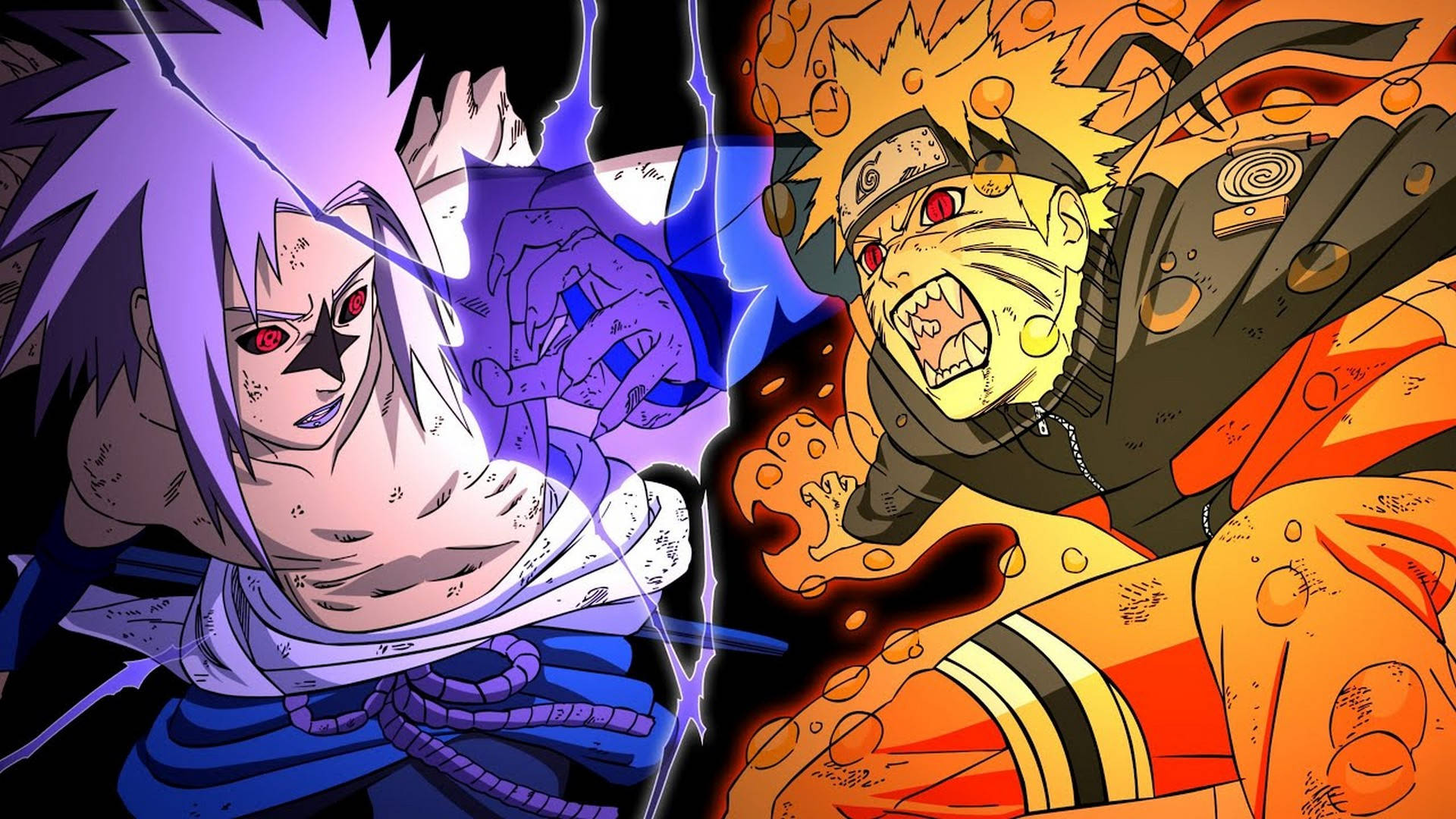 Poster cu Naruto și Sasuke în luptă Fundal