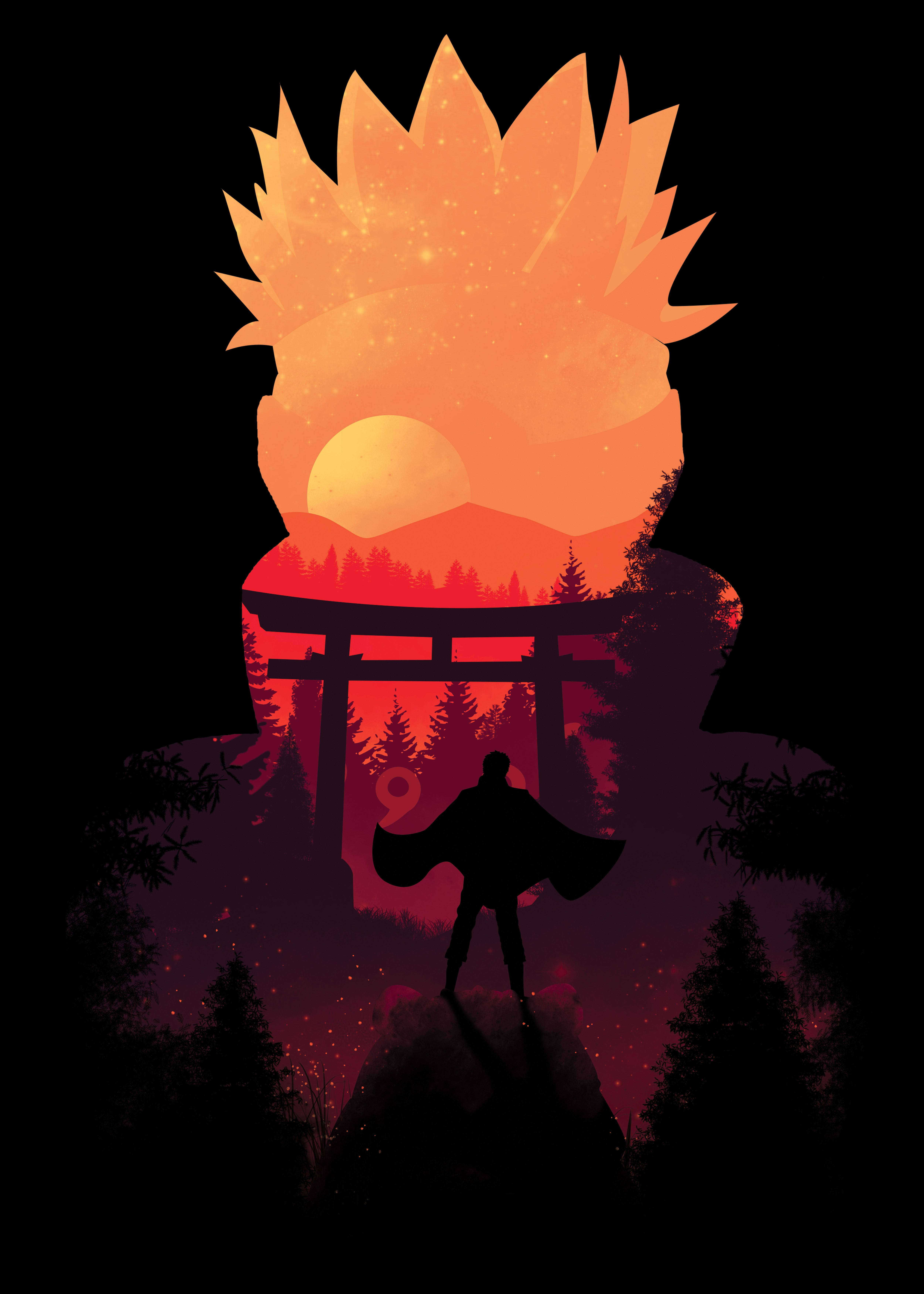 Poster cu Silueta lui Naruto Fundal