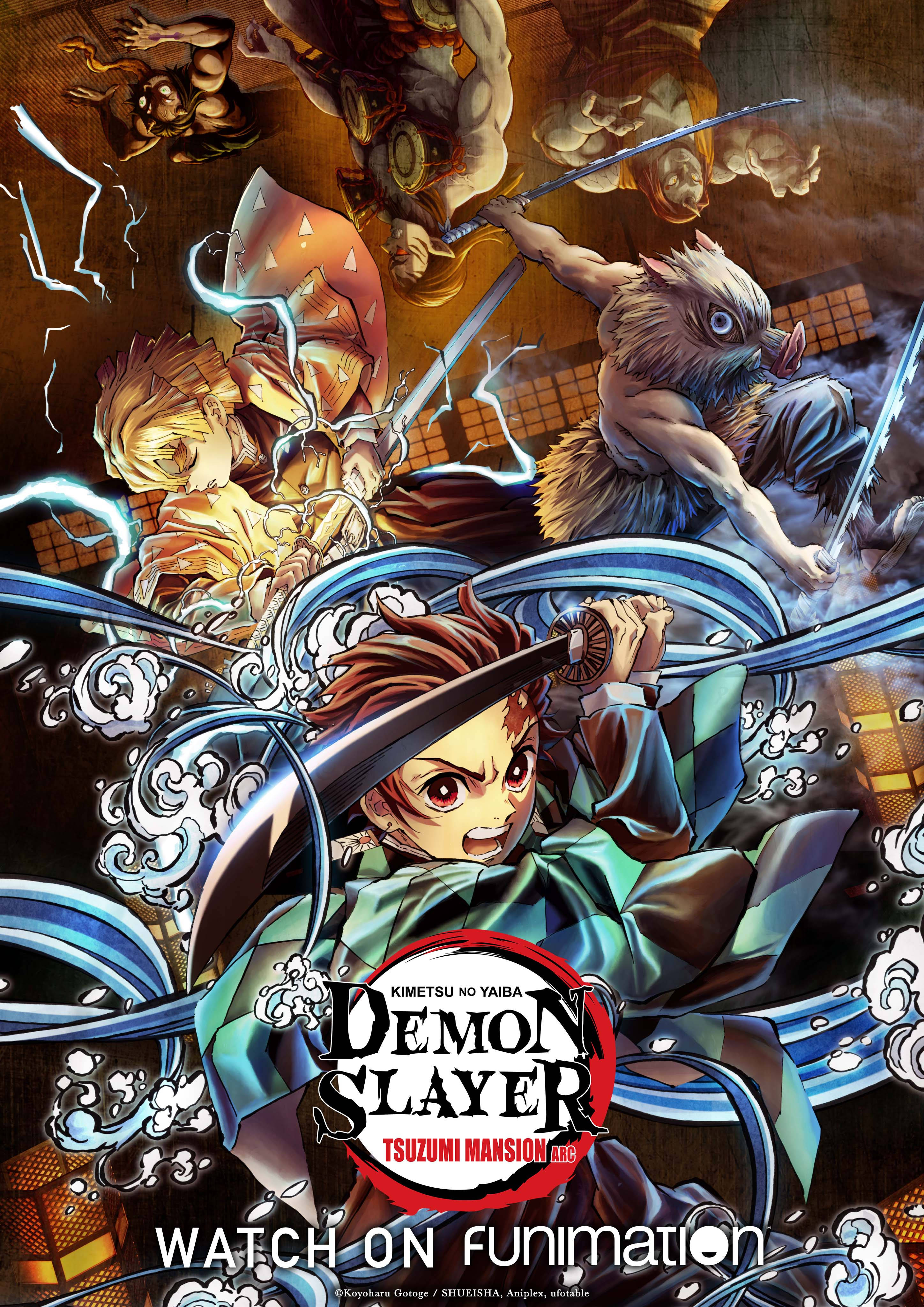 Poster Demon Slayer cu Logo Suprafireștit Fundal
