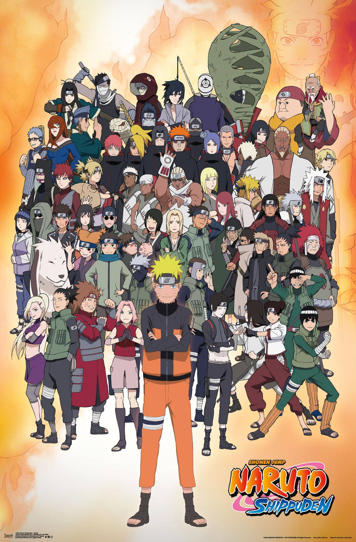 Poster Fiery cu Toate Personajele din Naruto Shippuden Fundal