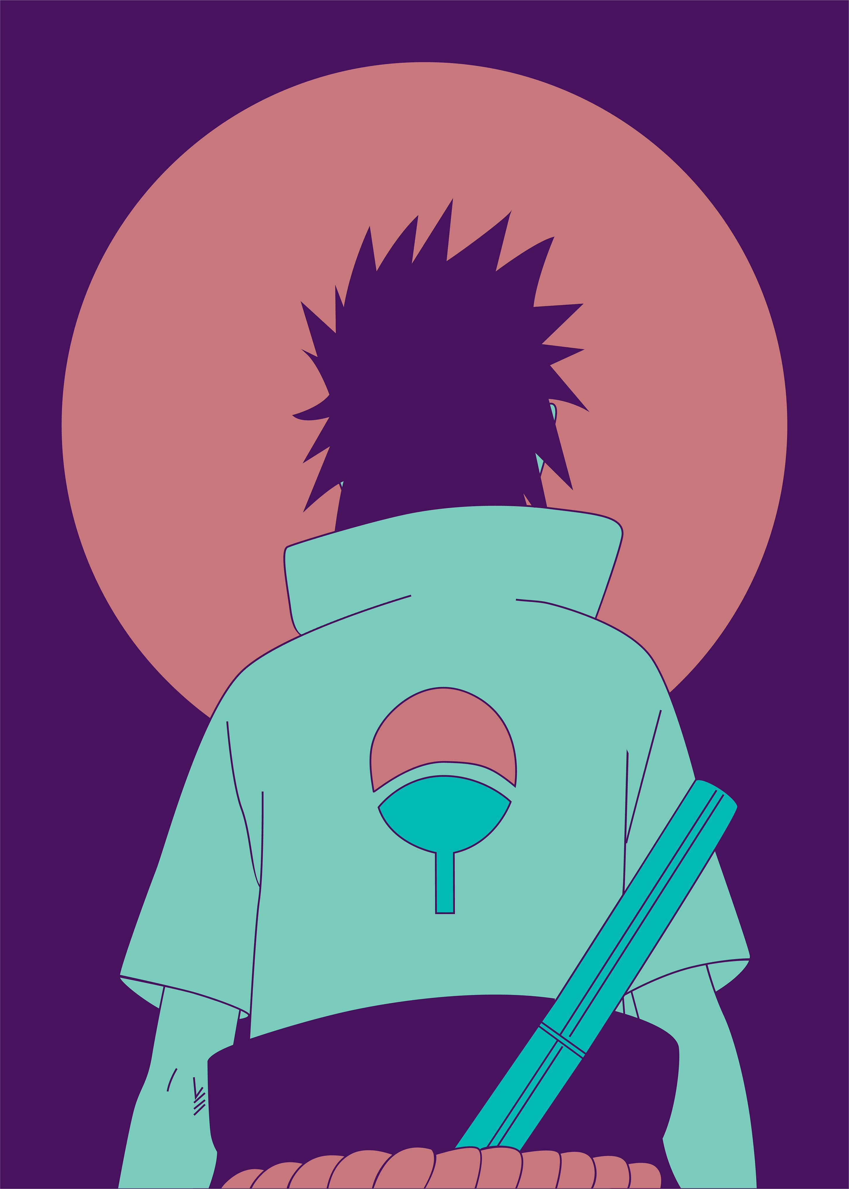 Poster Naruto Sasuke din spate Fundal