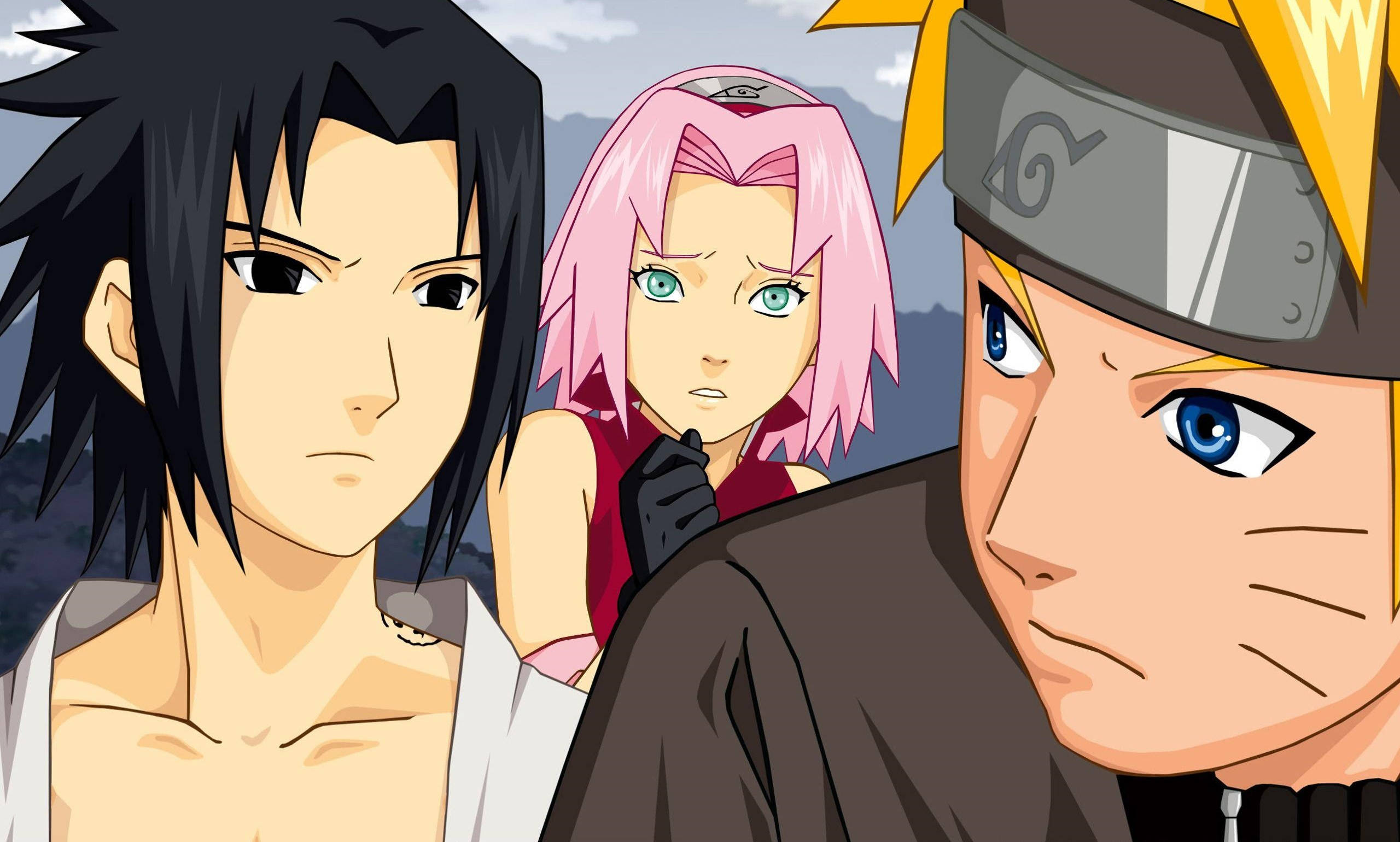 Poster Naruto, Sasuke și Sakura Echipa 7 Fundal
