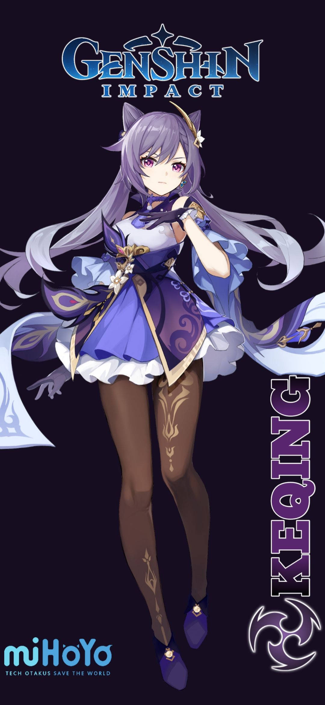 Poster personaj Genshin Impact Keqing Fundal