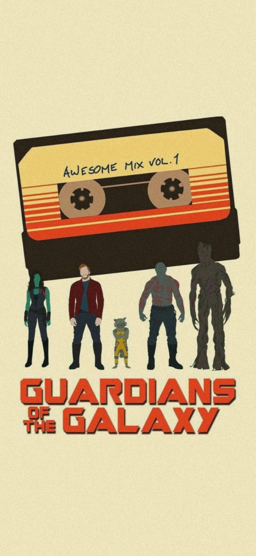 Poster Retro 4K Gardienii Galaxiei Fundal
