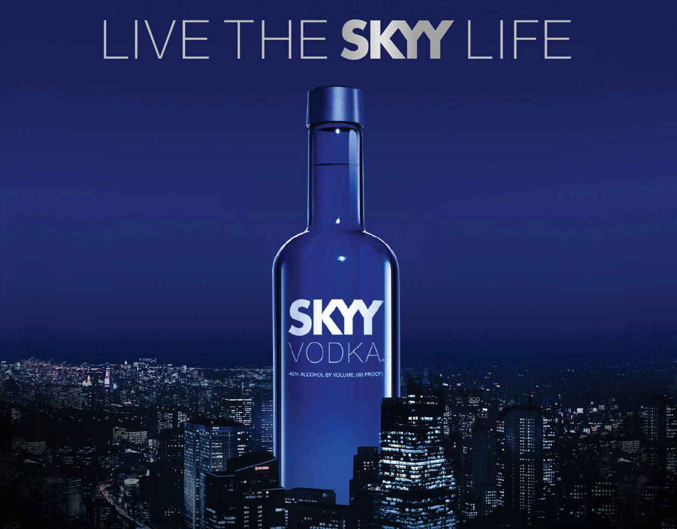 Poster Skyy Vodka Trăiește Viața Skyy Fundal