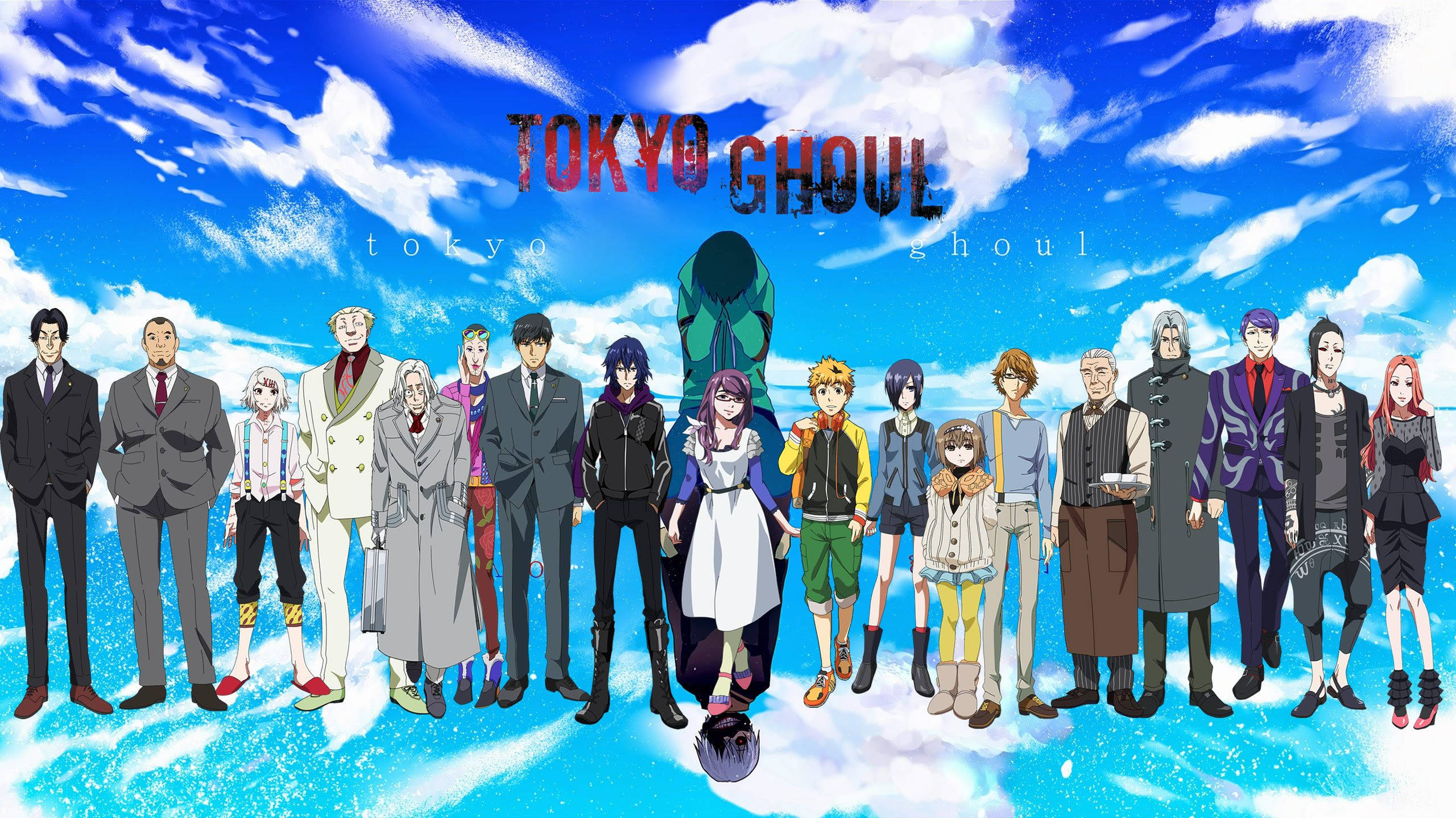 Poster Tokyo Ghoul Personaje Cer Albastru Fundal